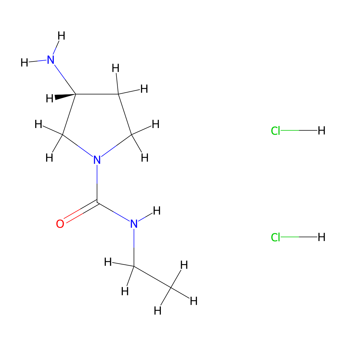 (3R)-3-amino-N-ethylpyrrolidine-1-carboxamide;dihydrochloride molecular structure, CAS 2923834-59-5