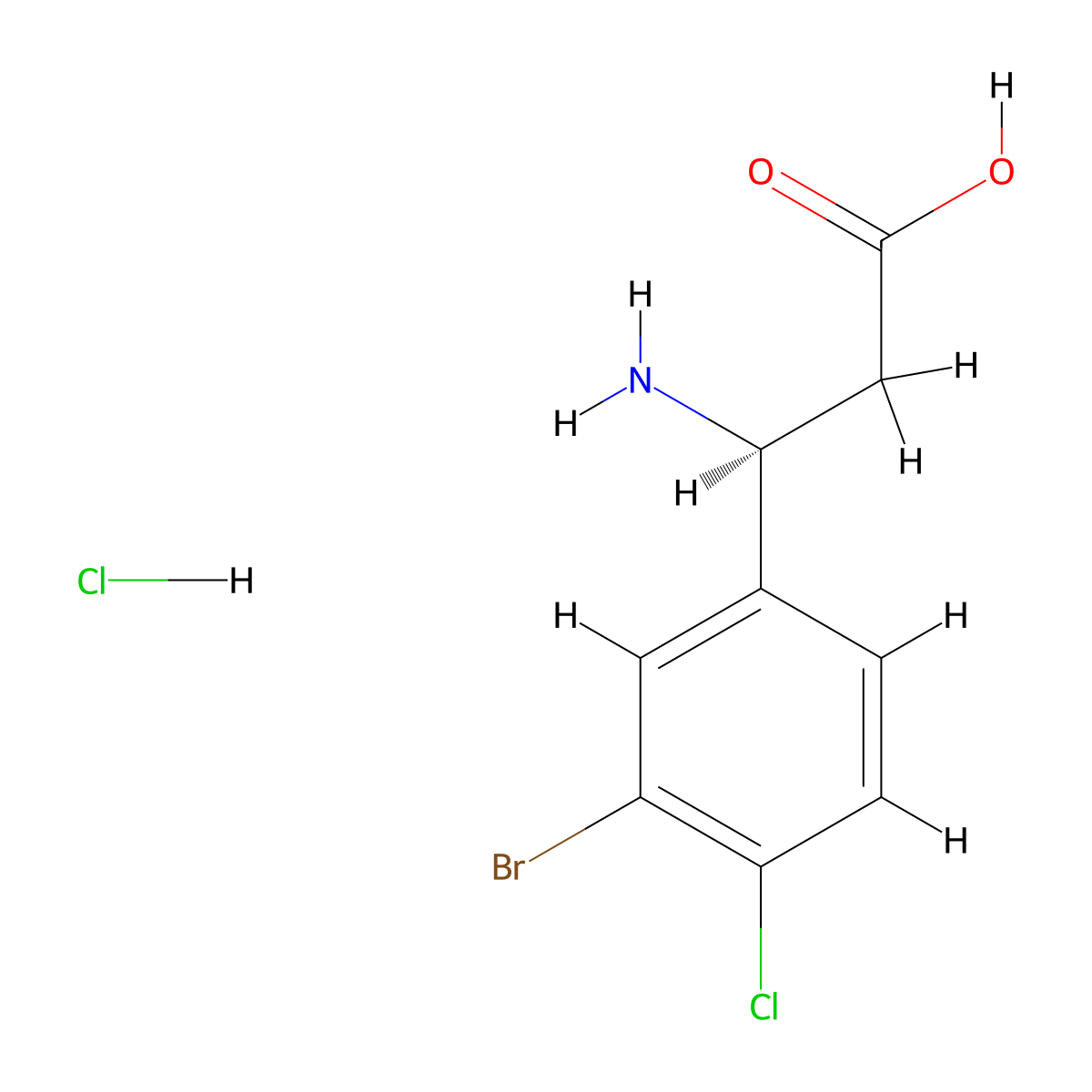 (3S)-3-amino-3-(3-bromo-4-chlorophenyl)propanoic acid hydrochloride molecular structure, CAS 2923834-63-1