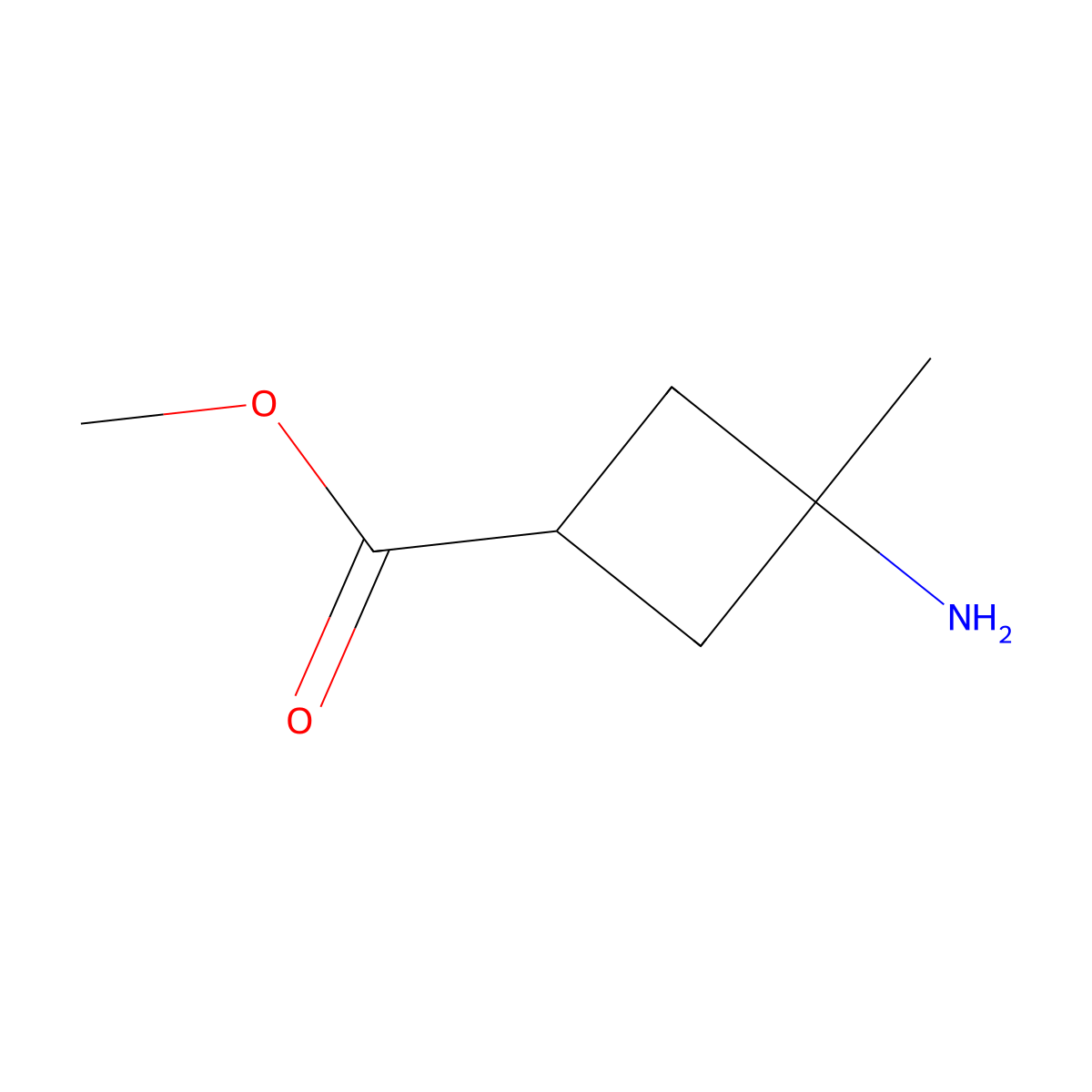 Methyl 3-amino-3-methylcyclobutane-1-carboxylate molecular structure, CAS 2923834-64-2