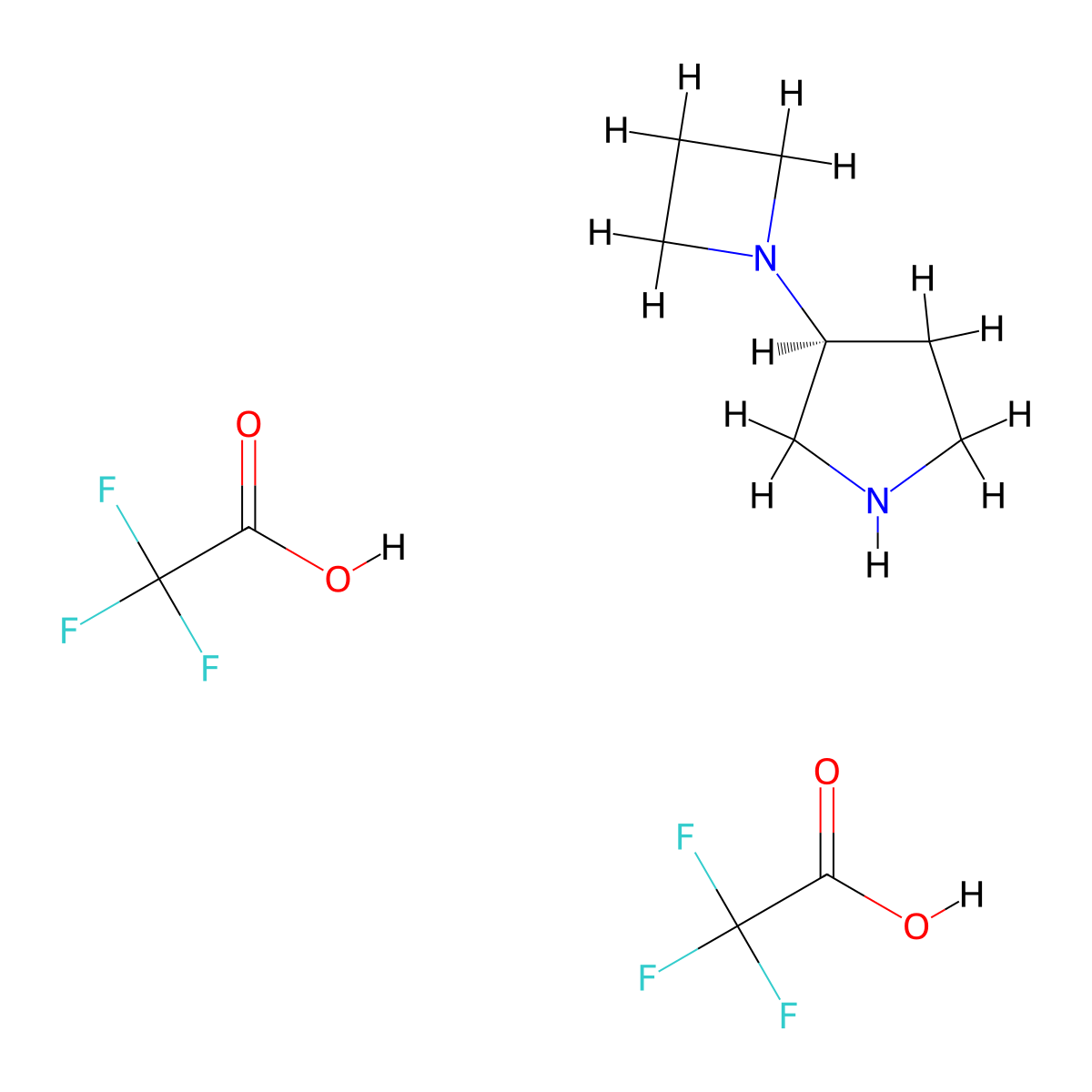 (S)-3-(Azetidin-1-YL)pyrrolidine bis(2,2,2-trifluoroacetate) molecular structure, CAS 2923834-71-1