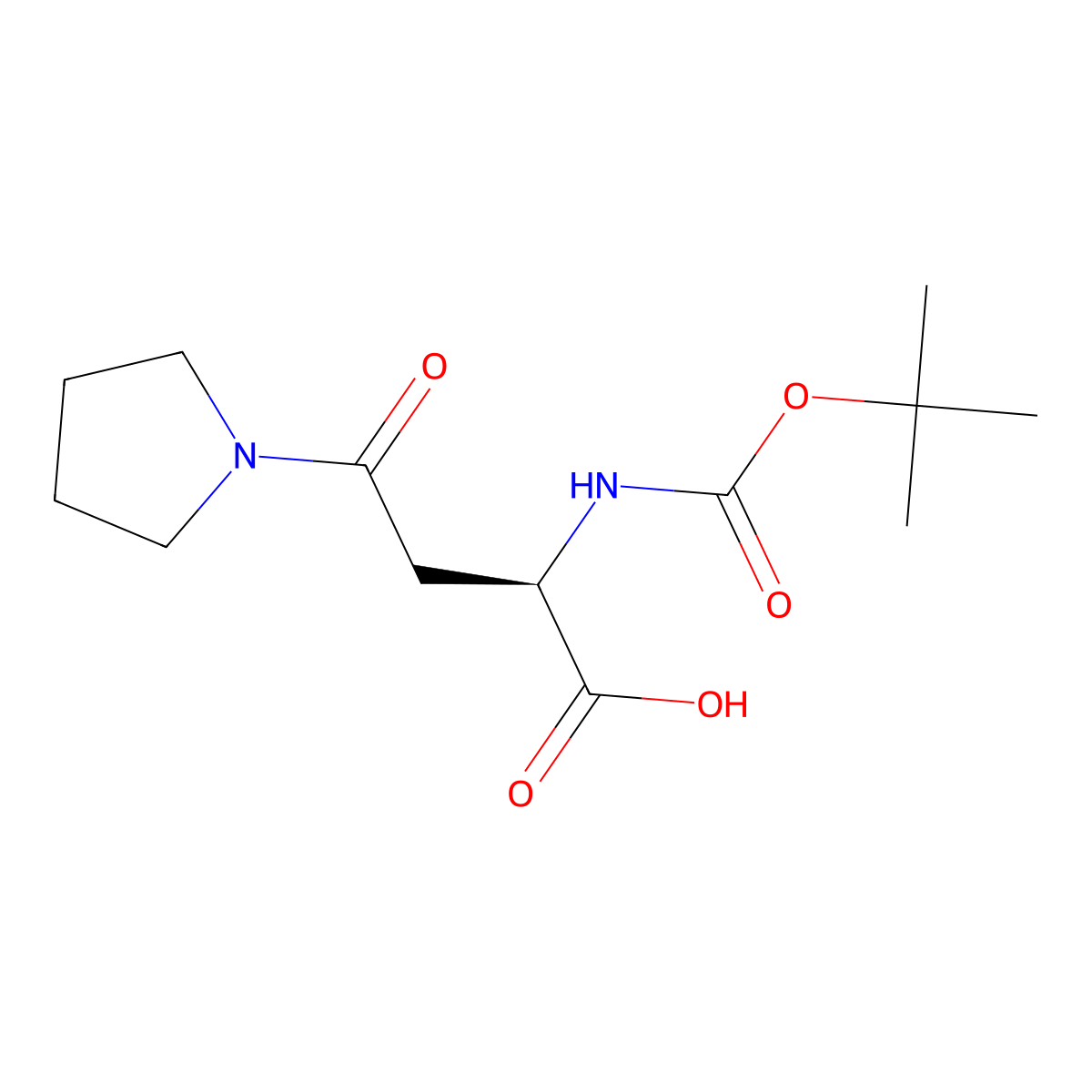 (R)-2-((tert-Butoxycarbonyl)amino)-4-oxo-4-(pyrrolidin-1-yl)butanoic acid molecular structure, CAS 2923834-74-4
