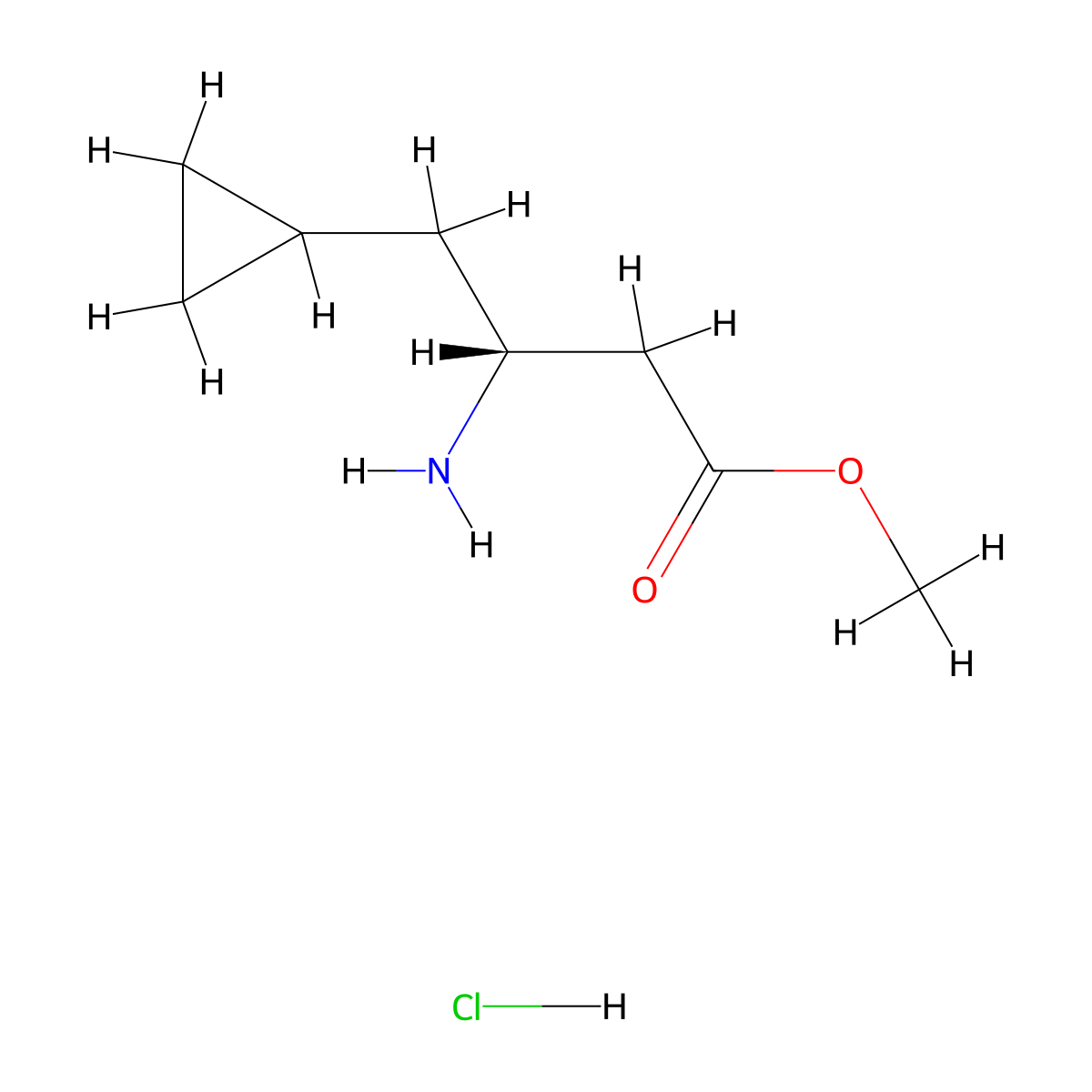 methyl (3R)-3-amino-4-cyclopropylbutanoate hydrochloride molecular structure, CAS 2923834-75-5