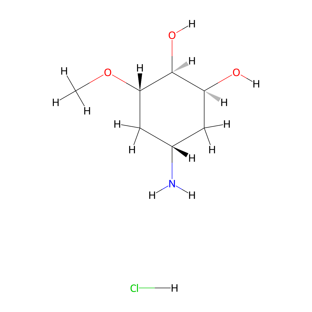 (1S,2S,3S,5S)-5-amino-3-methoxycyclohexane-1,2-diol hydrochloride molecular structure, CAS 2923834-77-7