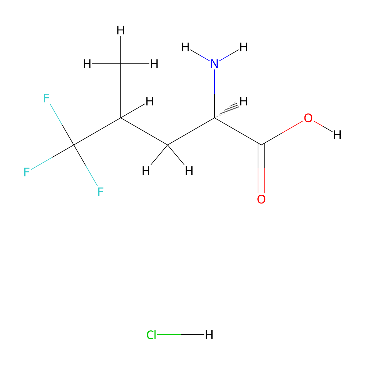 (2R)-2-amino-5,5,5-trifluoro-4-methylpentanoic acid hydrochloride molecular structure, CAS 2923837-30-1