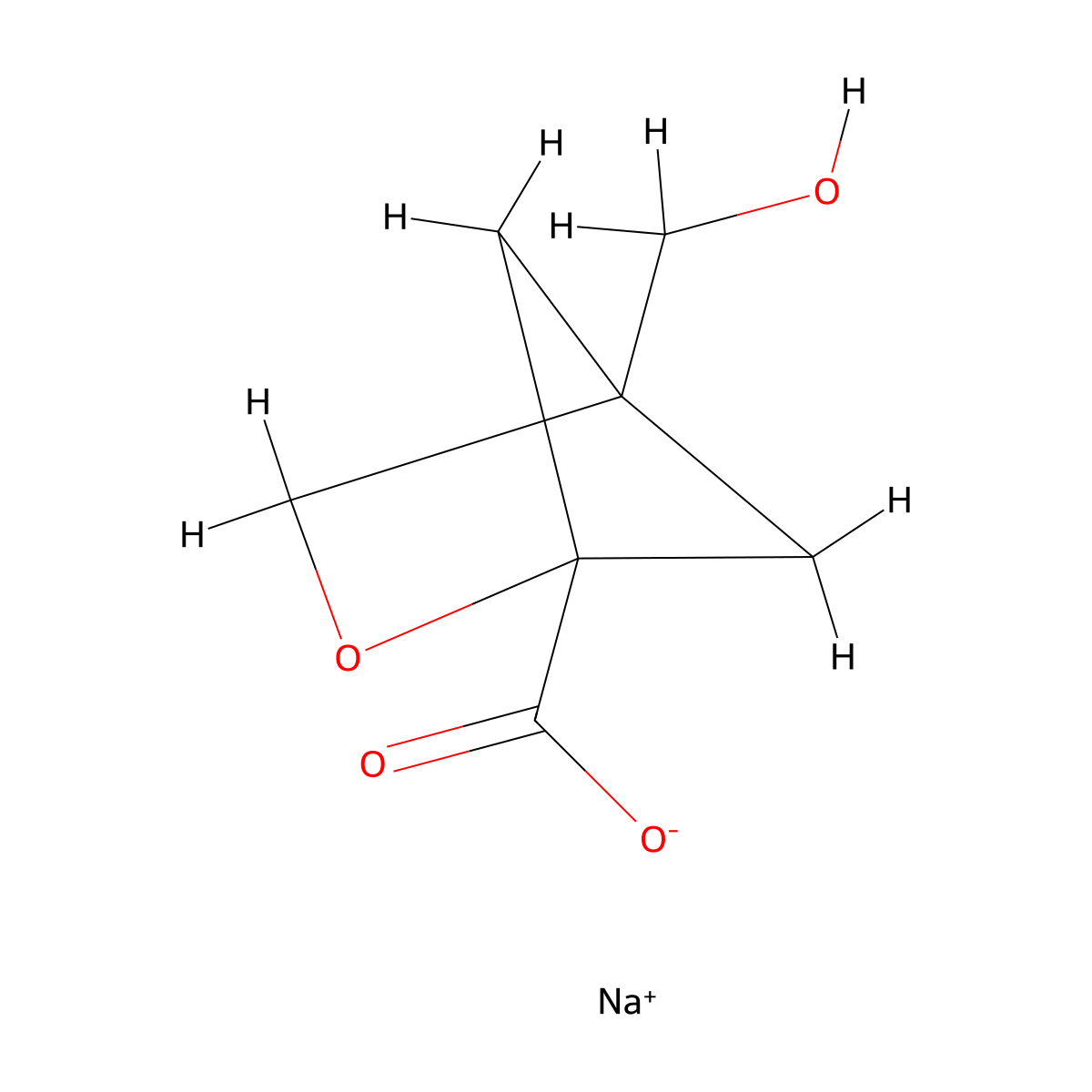 Sodium 4-(hydroxymethyl)-2-oxabicyclo[2.1.1]hexane-1-carboxylate molecular structure, CAS 2923839-62-5