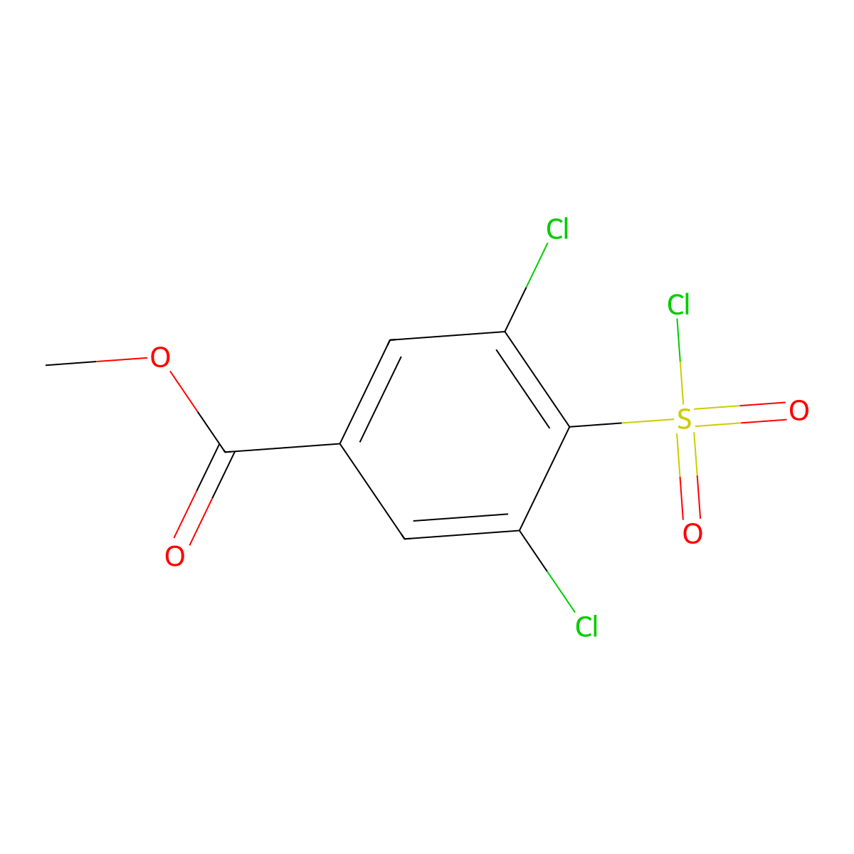 Methyl 3,5-dichloro-4-(chlorosulfonyl)benzoate molecular structure, CAS 2923839-75-0