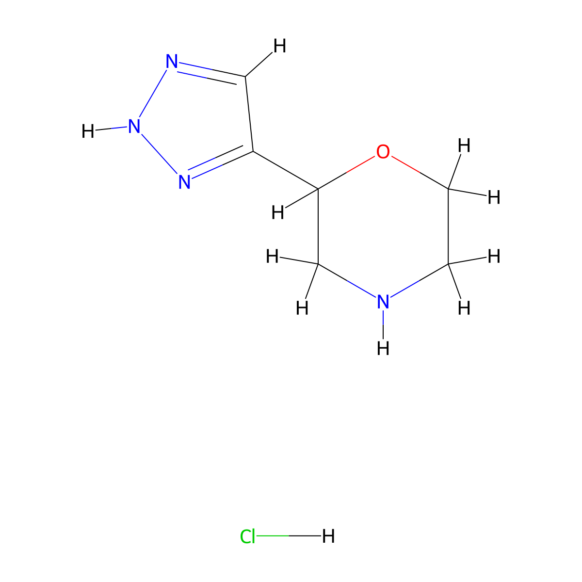 2-(1H-1,2,3-triazol-5-yl)morpholine hydrochloride molecular structure, CAS 2923839-77-2