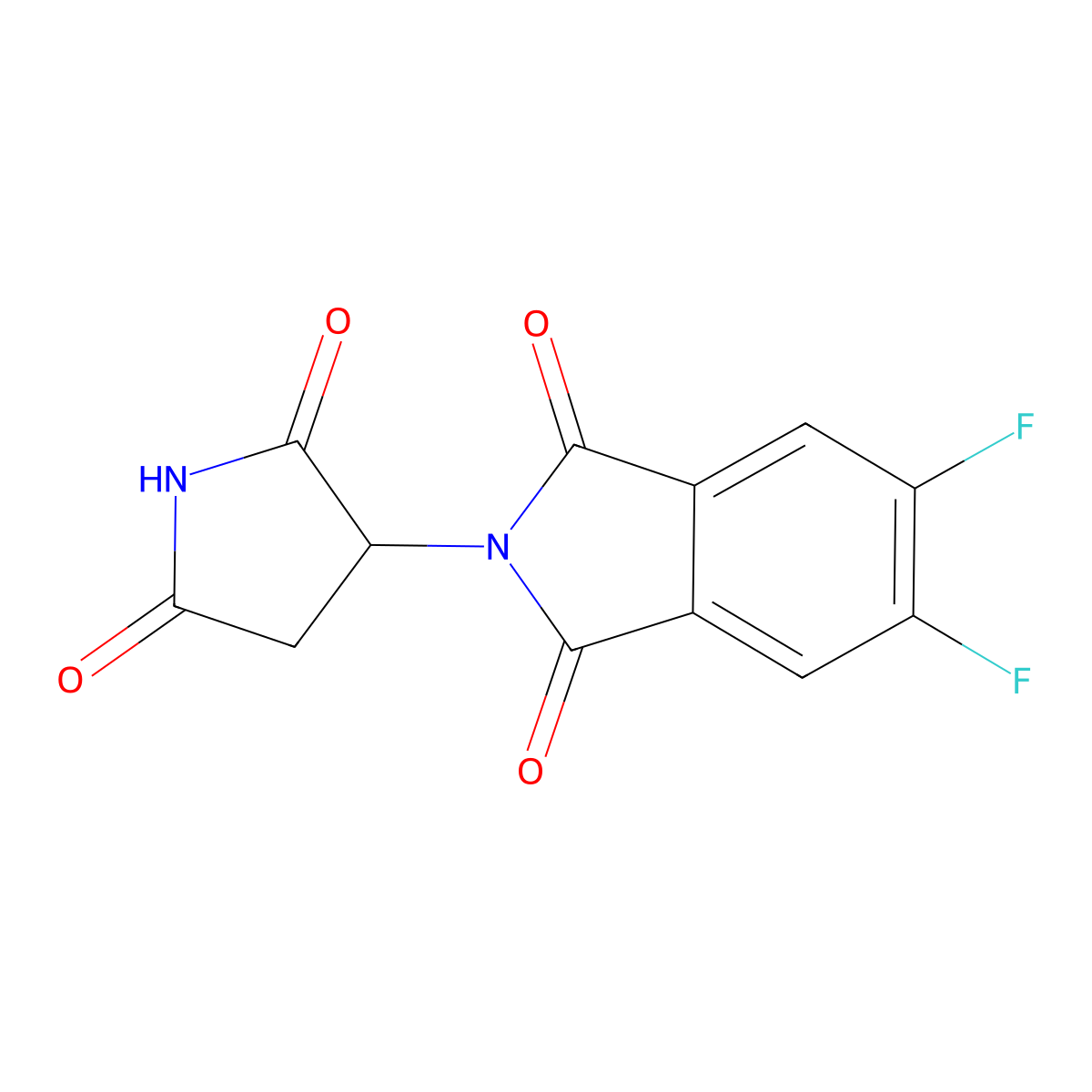 2-(2,5-dioxopyrrolidin-3-yl)-5,6-difluoro-2,3-dihydro-1H-isoindole-1,3-dione molecular structure, CAS 2923839-78-3