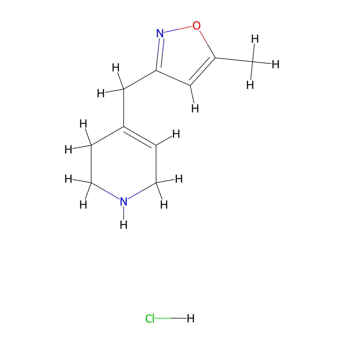 4-[(5-Methyl-1,2-oxazol-3-yl)methyl]-1,2,3,6-tetrahydropyridine hydrochloride molecular structure, CAS 2923839-80-7