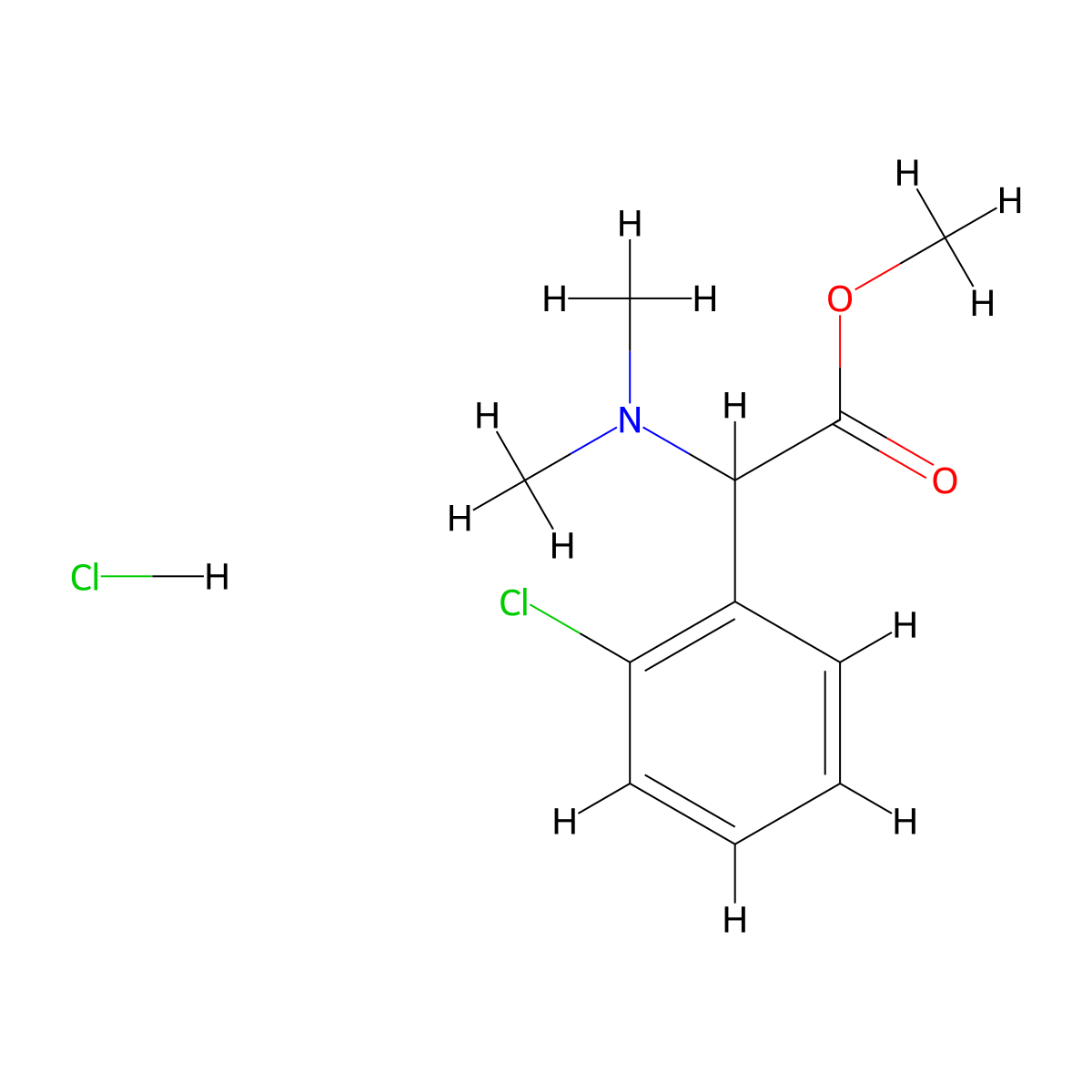 Methyl 2-(2-chlorophenyl)-2-(dimethylamino)acetate;hydrochloride molecular structure, CAS 2923839-81-8