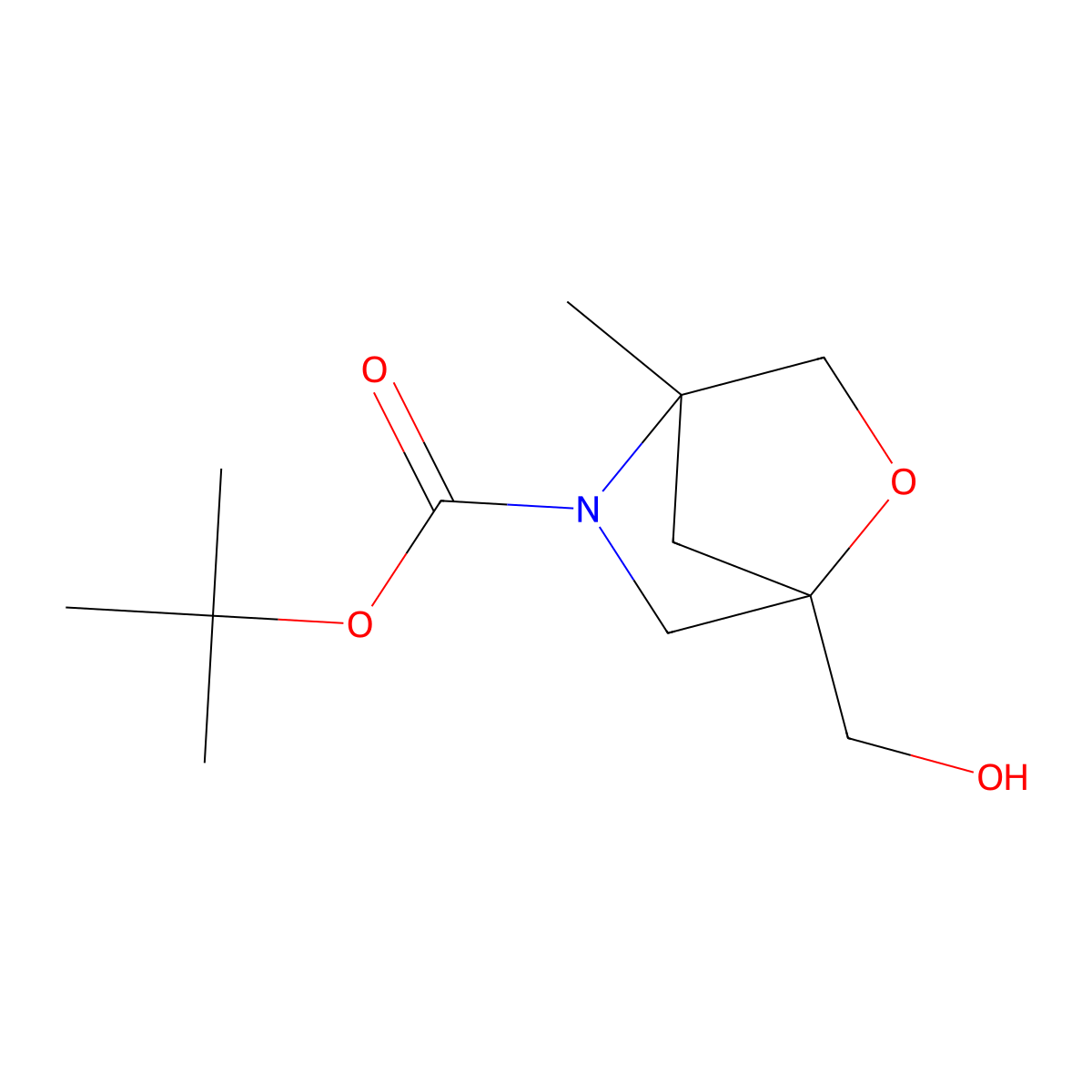 Tert-butyl 1-(hydroxymethyl)-4-methyl-2-oxa-5-azabicyclo[2.2.1]heptane-5-carboxylate molecular structure, CAS 2923839-83-0