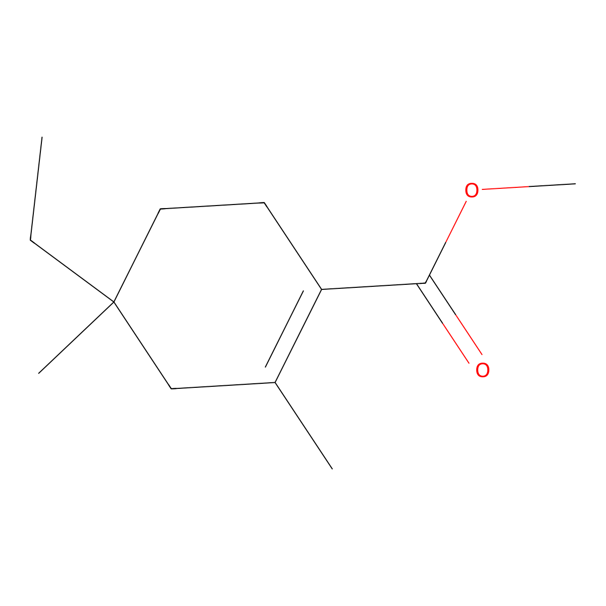 Methyl 4-ethyl-2,4-dimethylcyclohex-1-ene-1-carboxylate molecular structure, CAS 2923839-98-7