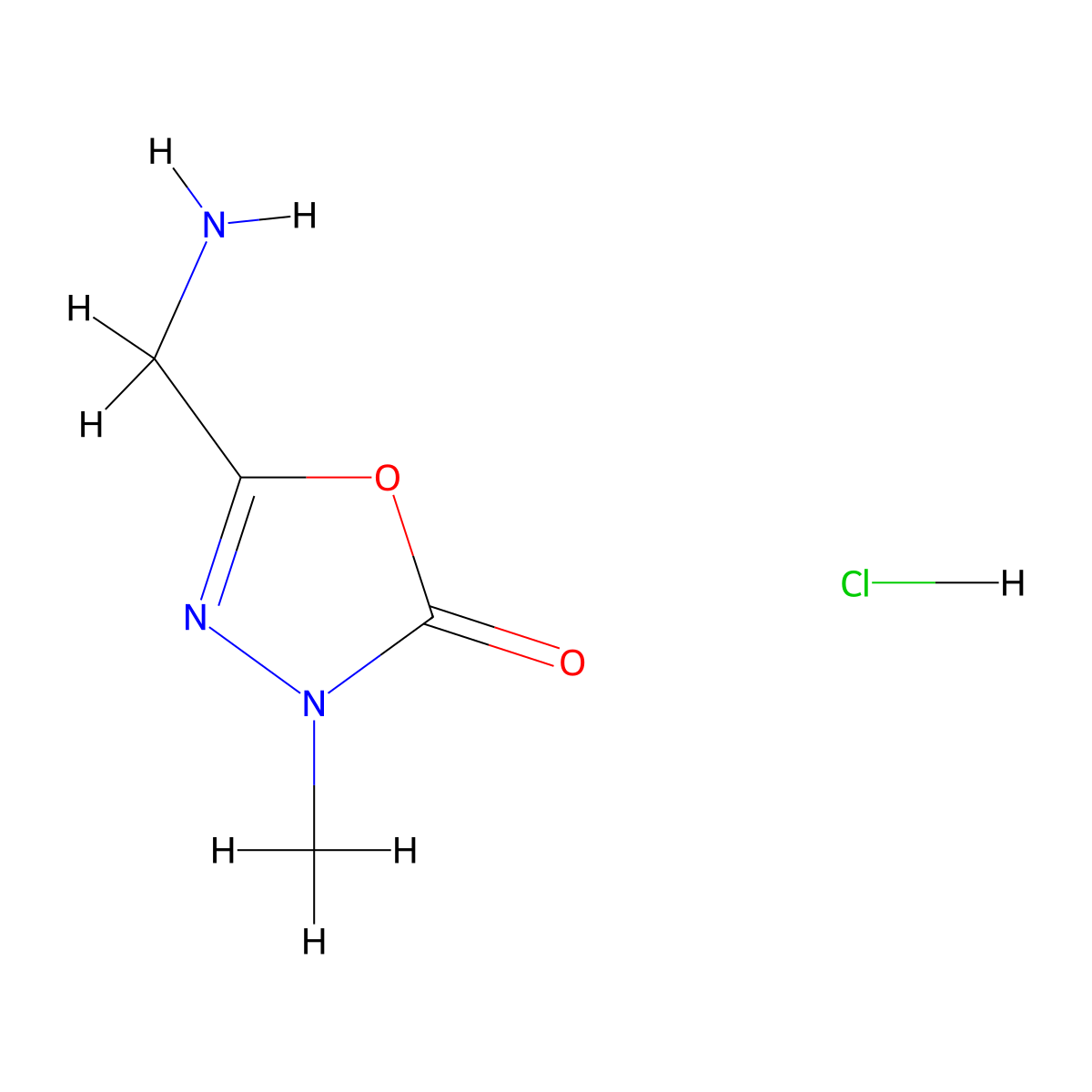 5-(Aminomethyl)-3-methyl-1,3,4-oxadiazol-2-one;hydrochloride molecular structure, CAS 2923840-18-8