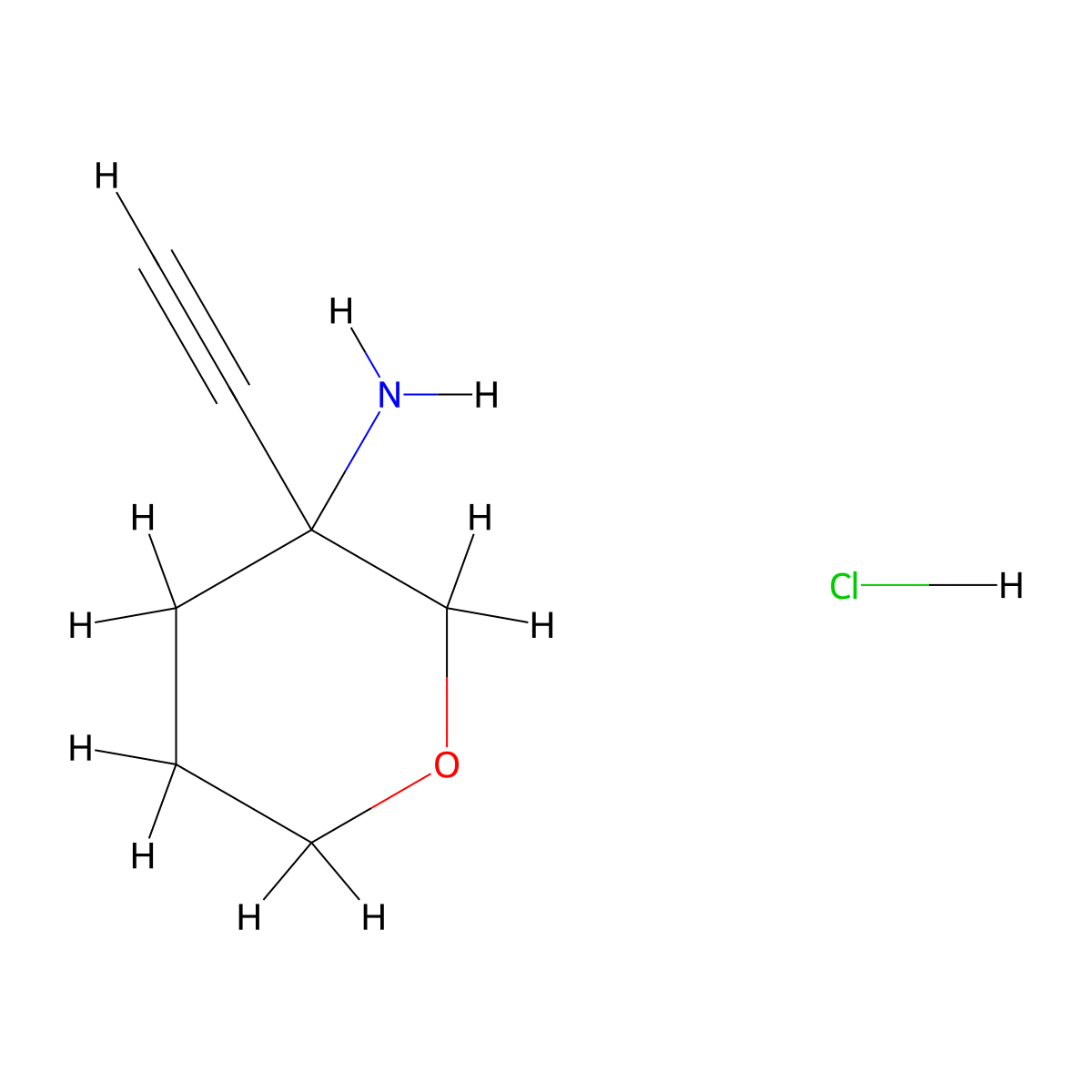 3-Ethynyloxan-3-amine hydrochloride molecular structure, CAS 2923840-19-9