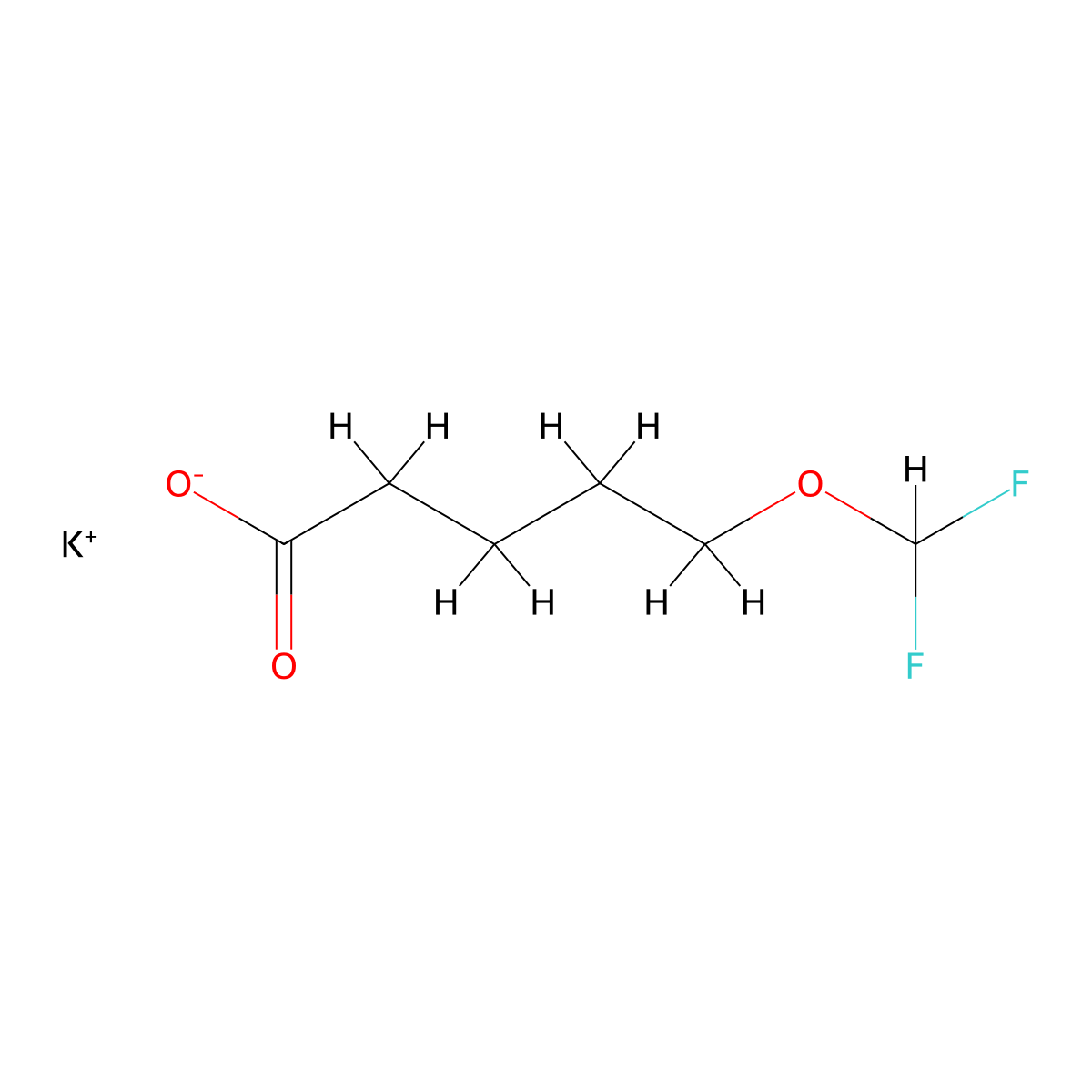Potassium 5-(difluoromethoxy)pentanoate molecular structure, CAS 2923840-26-8