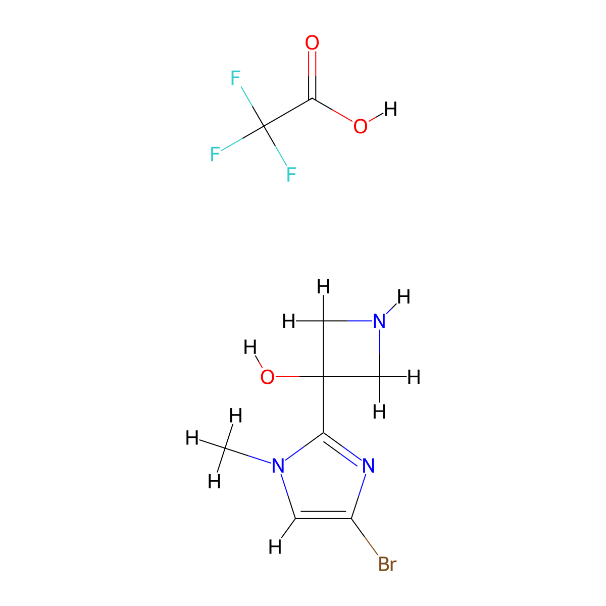3-(4-bromo-1-methyl-1H-imidazol-2-yl)azetidin-3-ol, trifluoroacetic acid molecular structure, CAS 2923840-46-2