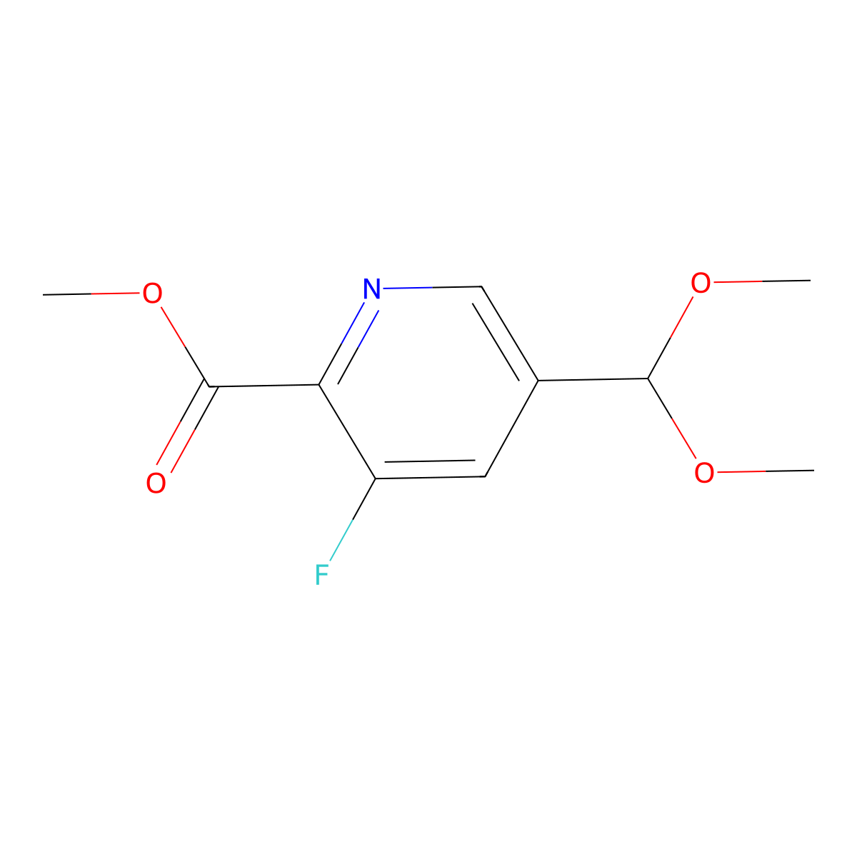 Methyl 5-(dimethoxymethyl)-3-fluoropyridine-2-carboxylate molecular structure, CAS 2923840-50-8