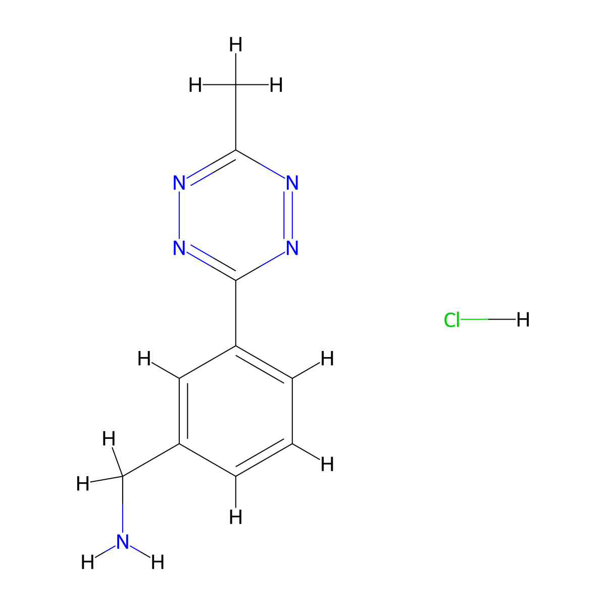1-[3-(6-Methyl-1,2,4,5-tetrazin-3-yl)phenyl]methanamine hydrochloride molecular structure, CAS 2923840-67-7