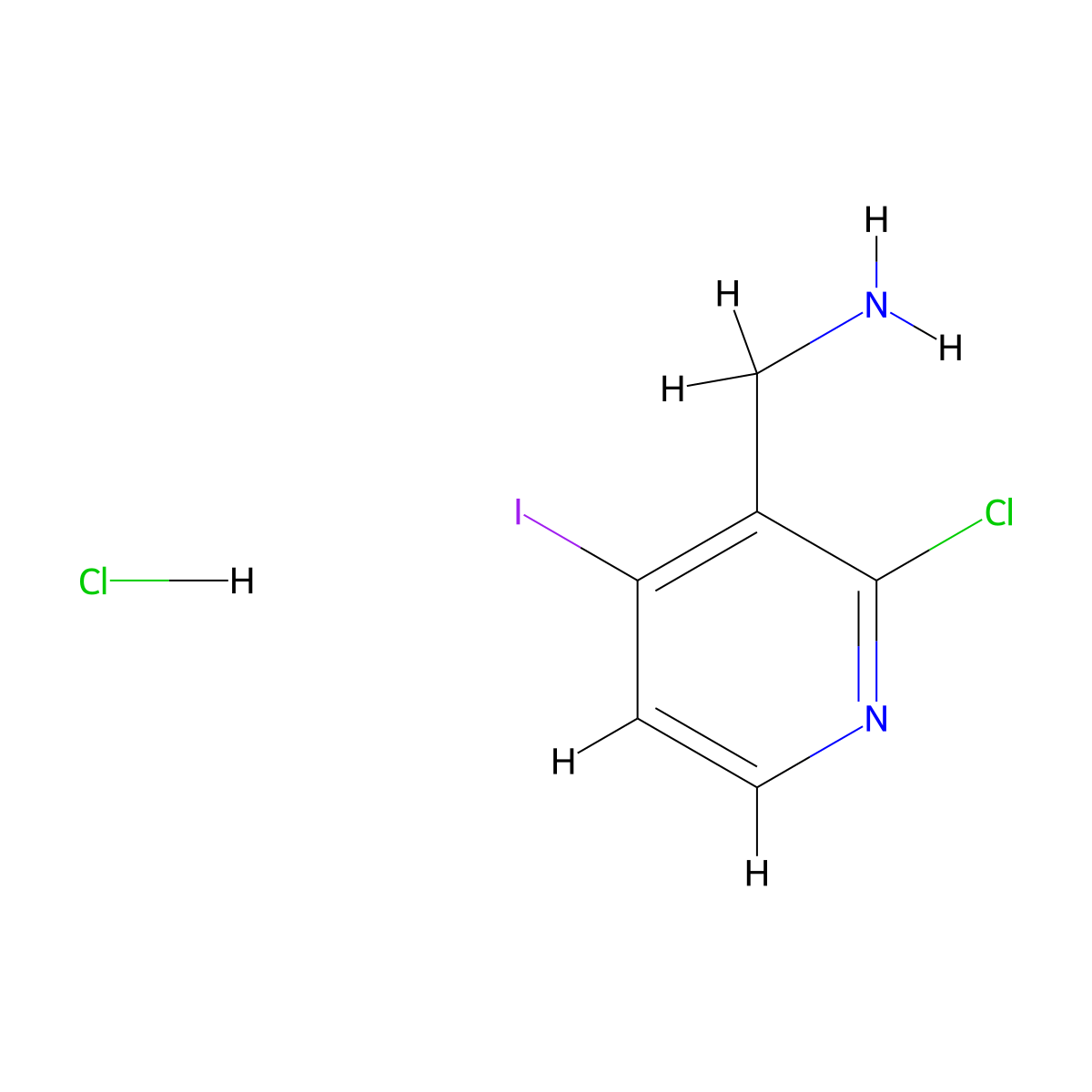 1-(2-Chloro-4-iodopyridin-3-yl)methanamine hydrochloride molecular structure, CAS 2923840-75-7