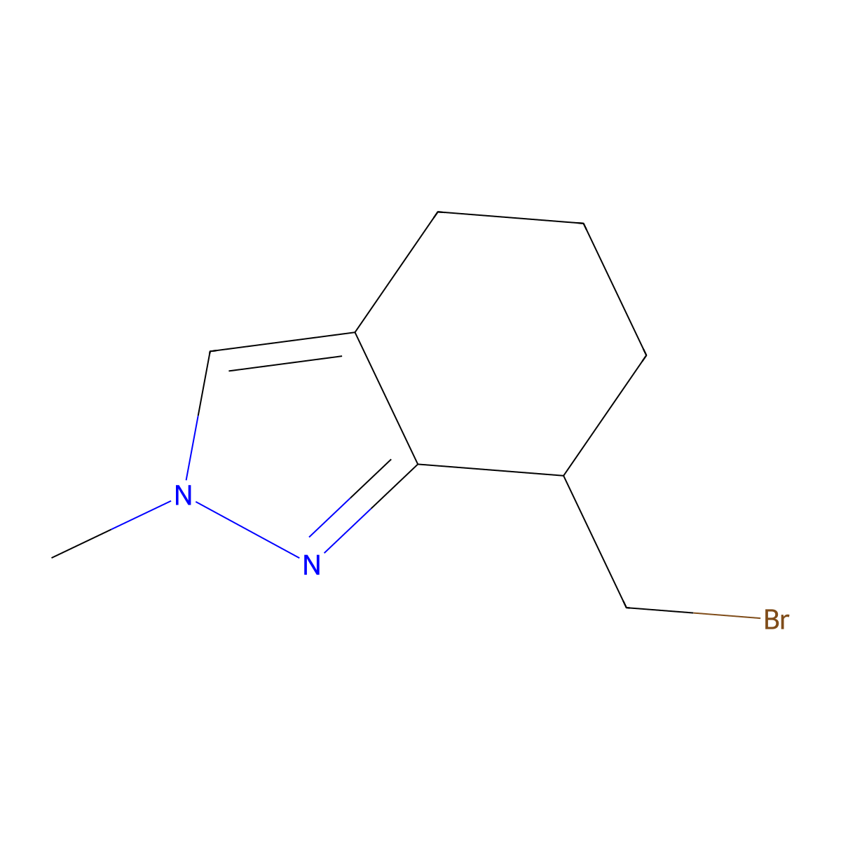 7-(bromomethyl)-2-methyl-4,5,6,7-tetrahydro-2H-indazole molecular structure, CAS 2923840-84-8