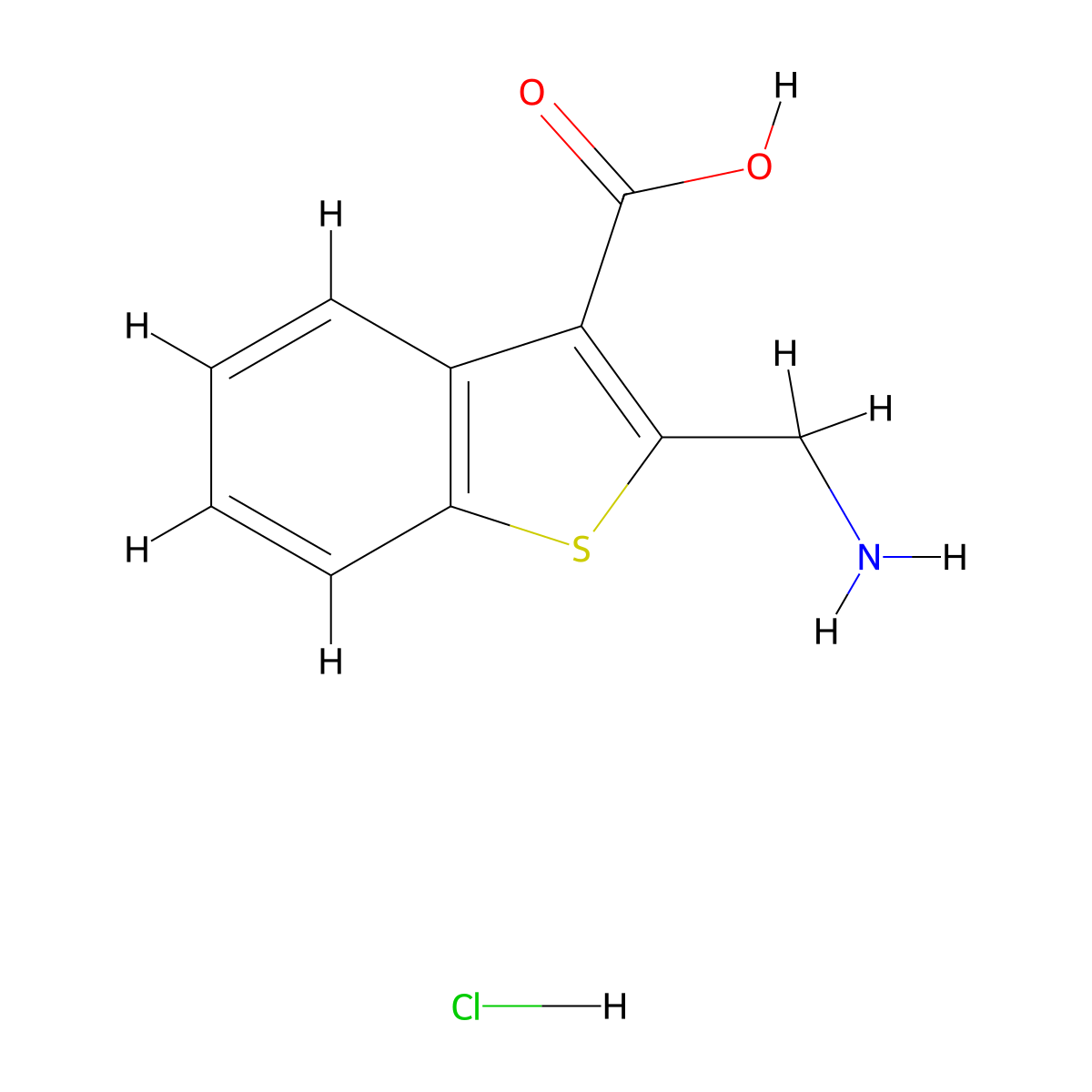 2-(Aminomethyl)-1-benzothiophene-3-carboxylic acid hydrochloride molecular structure, CAS 2923840-94-0