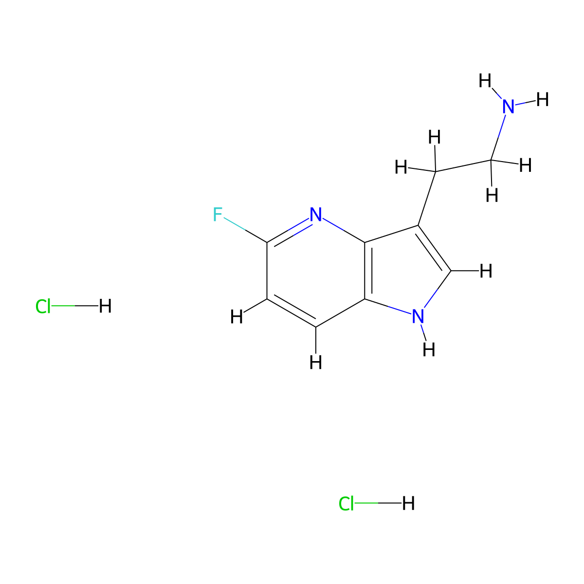 2-{5-fluoro-1H-pyrrolo[3,2-b]pyridin-3-yl}ethan-1-amine dihydrochloride molecular structure, CAS 2923841-00-1
