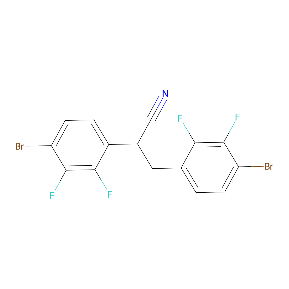 2,3-Bis(4-bromo-2,3-difluorophenyl)propanenitrile molecular structure, CAS 2923841-04-5