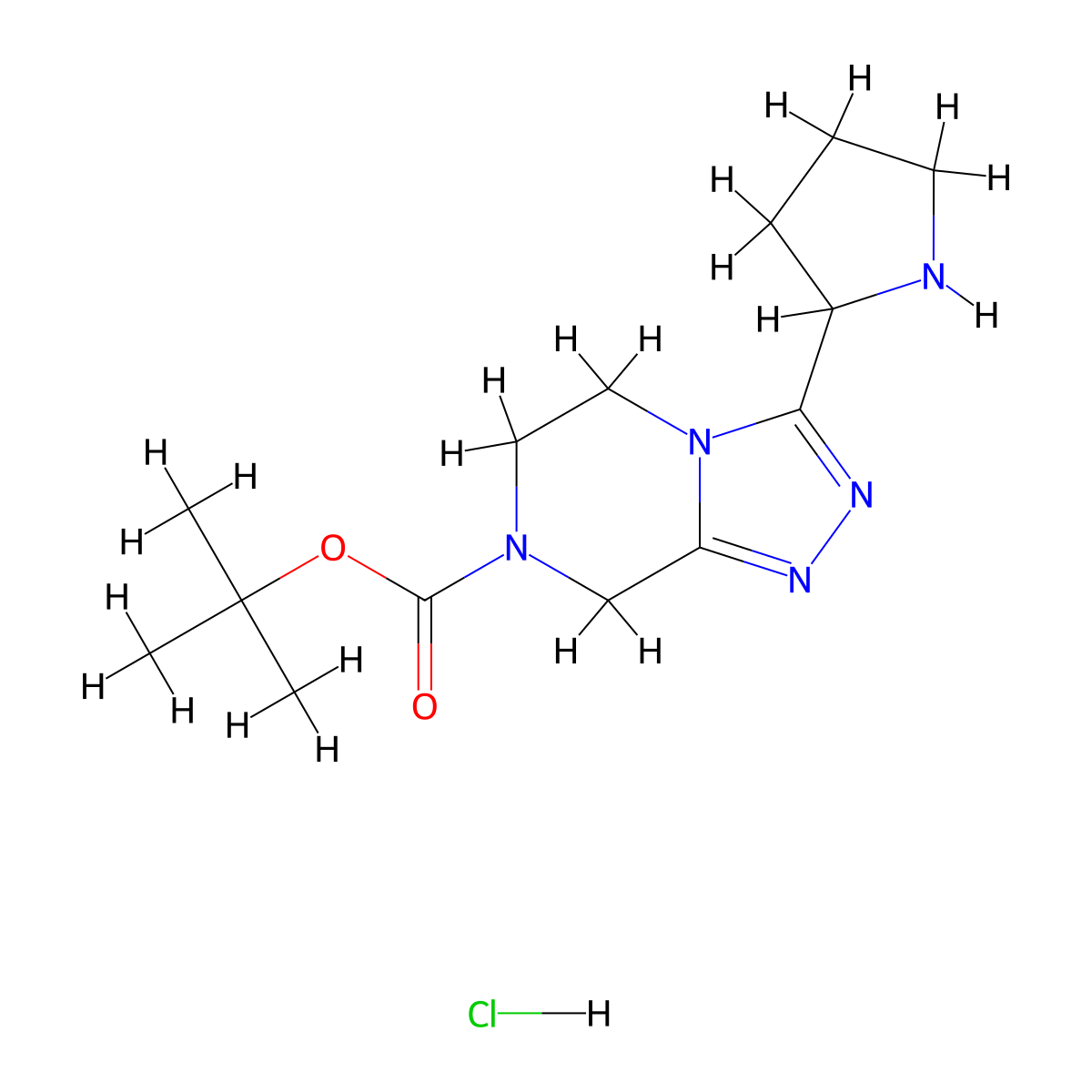 tert-butyl 3-(pyrrolidin-2-yl)-5H,6H,7H,8H-[1,2,4]triazolo[4,3-a]pyrazine-7-carboxylate hydrochloride molecular structure, CAS 2923841-09-0