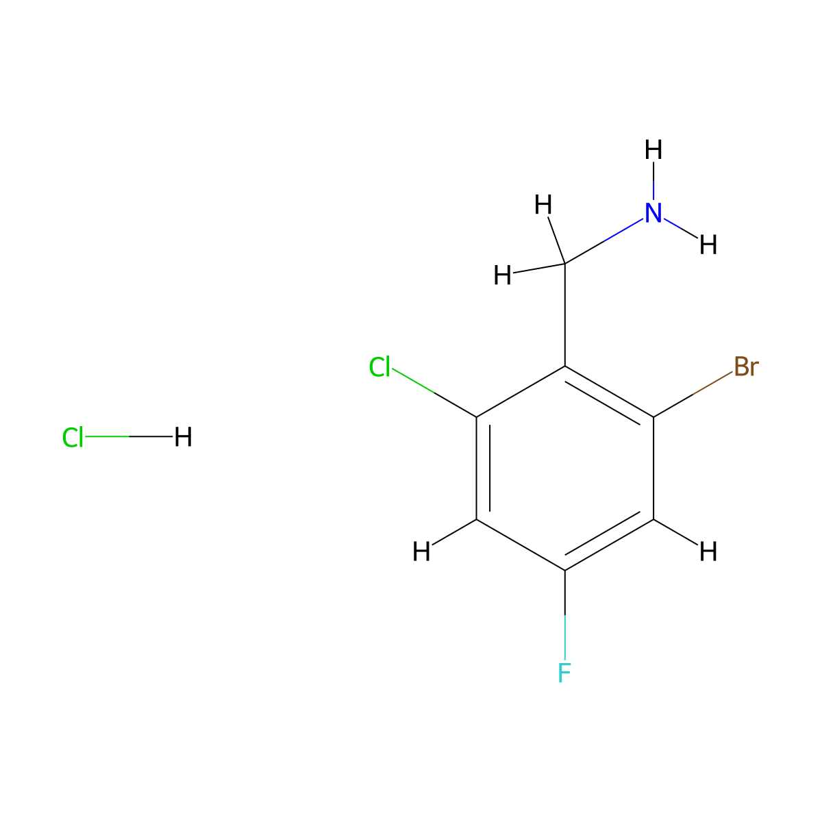 1-(2-Bromo-6-chloro-4-fluorophenyl)methanaminehydrochloride molecular structure, CAS 2923841-15-8