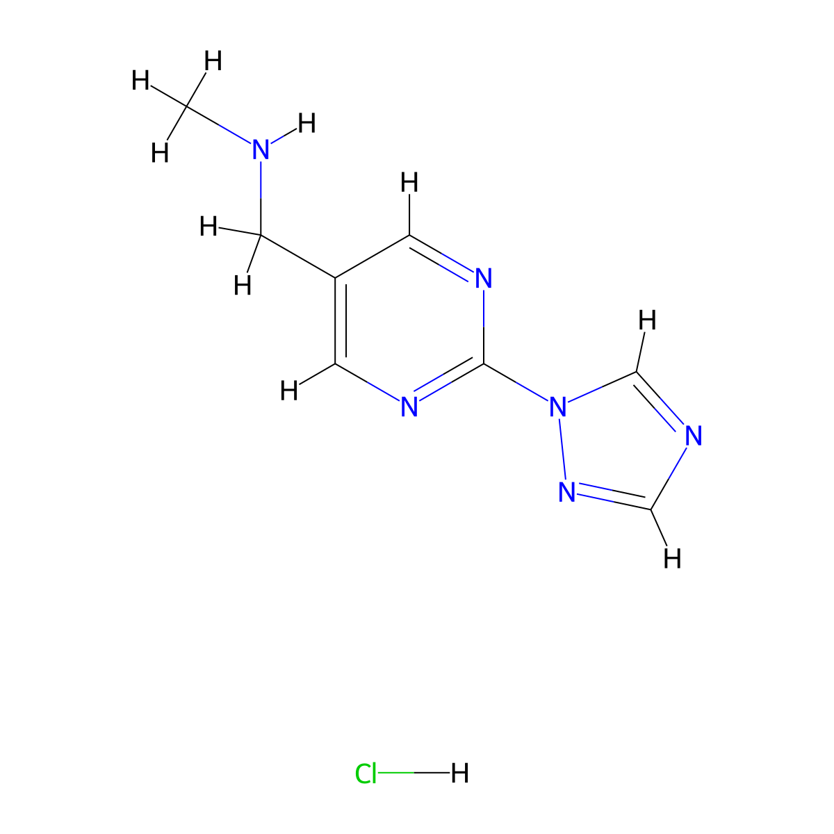 methyl({[2-(1H-1,2,4-triazol-1-yl)pyrimidin-5-yl]methyl})amine hydrochloride molecular structure, CAS 2923841-21-6