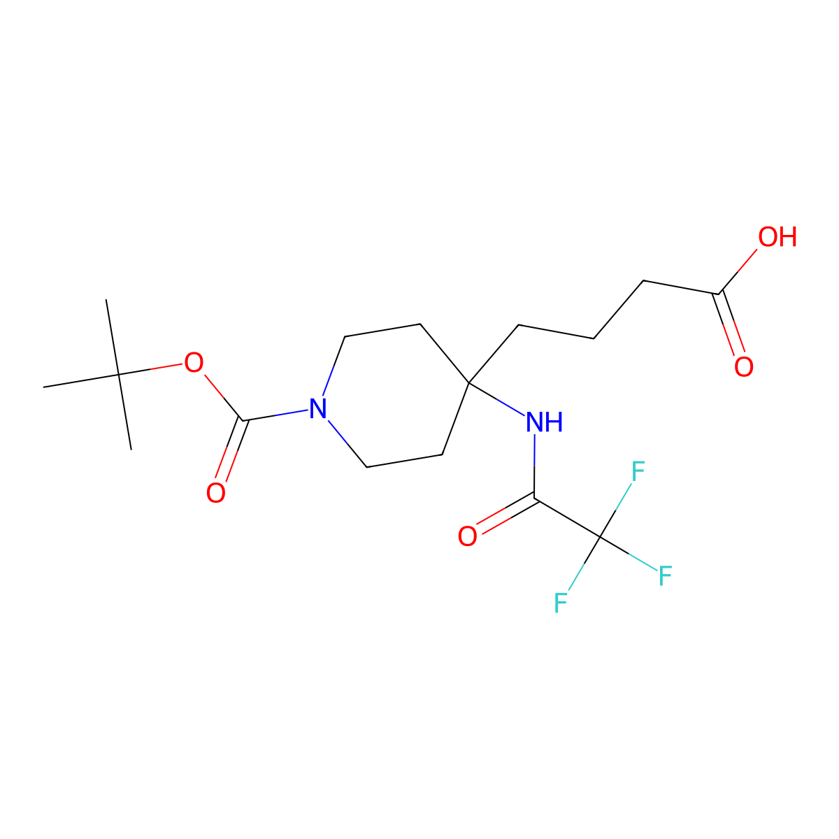4-{1-[(Tert-butoxy)carbonyl]-4-(2,2,2-trifluoroacetamido)piperidin-4-yl}butanoic acid molecular structure, CAS 2923841-28-3