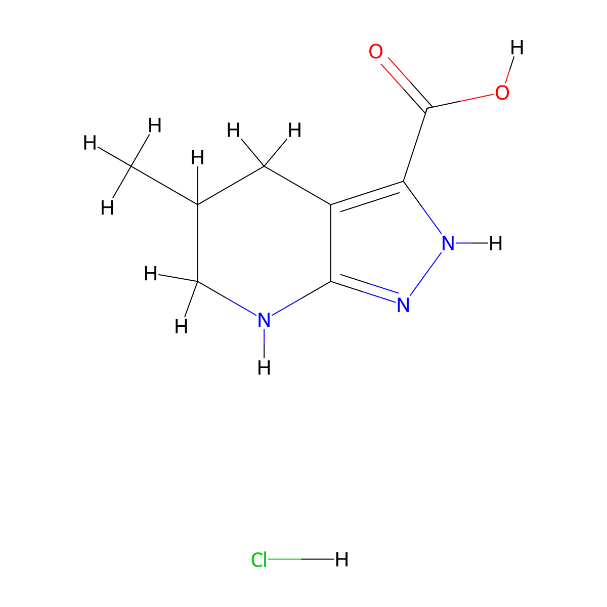 5-methyl-1H,4H,5H,6H,7H-pyrazolo[3,4-b]pyridine-3-carboxylic acid hydrochloride molecular structure, CAS 2923841-45-4