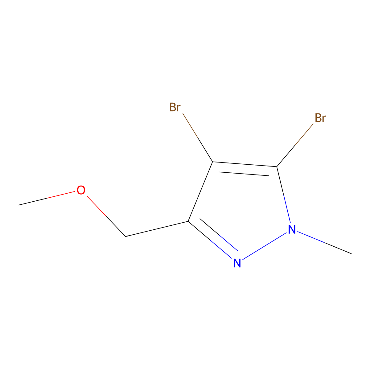 4,5-dibromo-3-(methoxymethyl)-1-methyl-1H-pyrazole molecular structure, CAS 2923841-46-5
