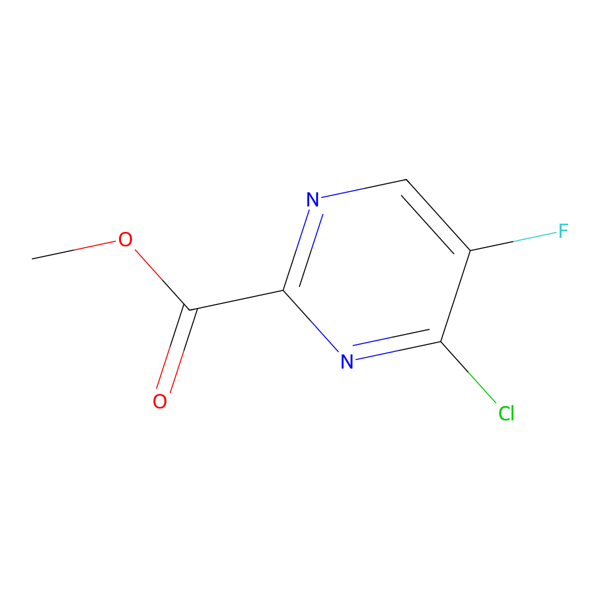 Methyl 4-chloro-5-fluoropyrimidine-2-carboxylate molecular structure, CAS 2923841-54-5