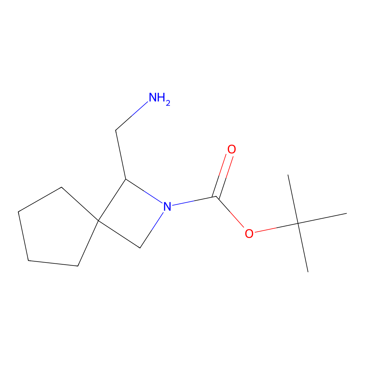 Tert-butyl 1-(aminomethyl)-2-azaspiro[3.4]octane-2-carboxylate molecular structure, CAS 2923841-71-6