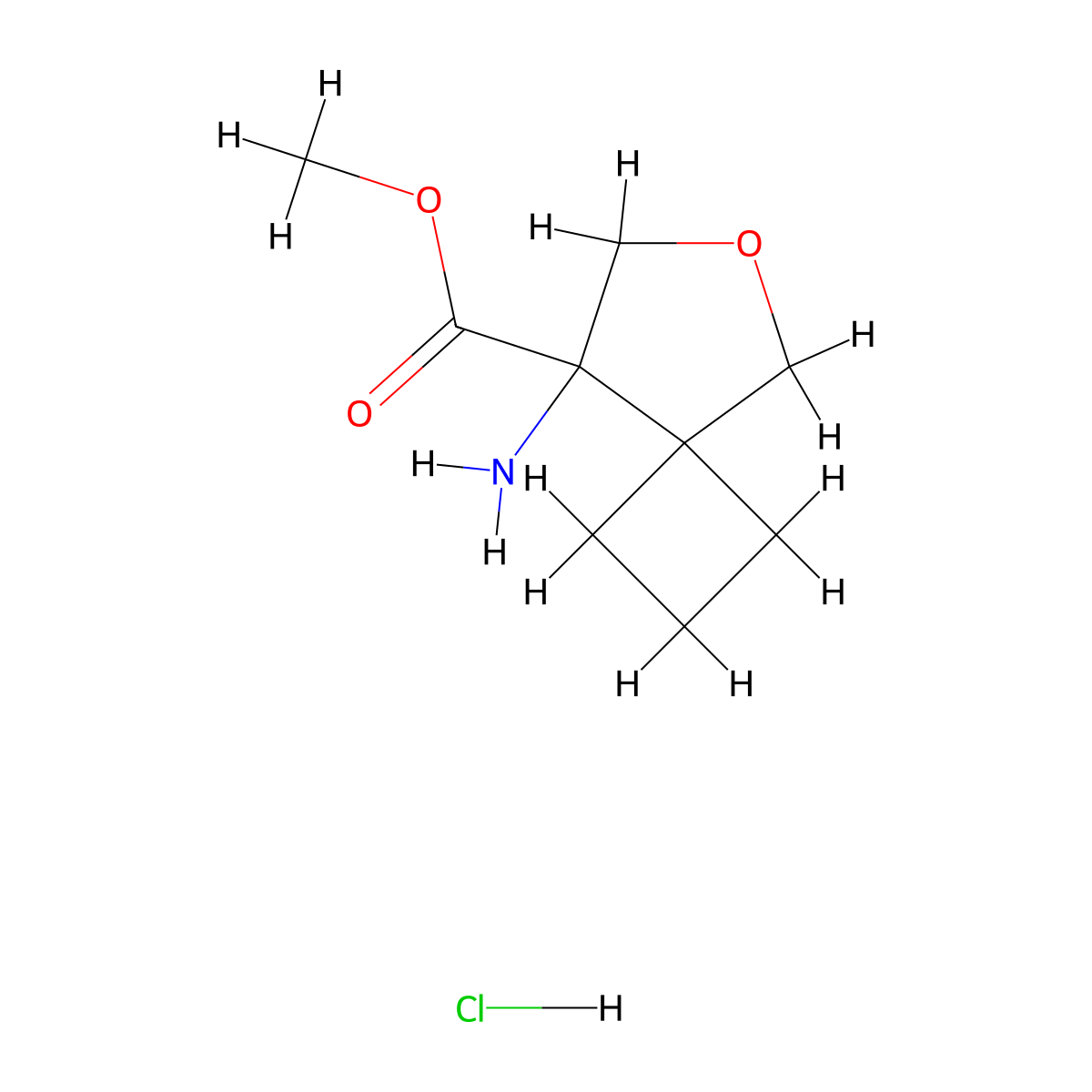 Methyl 8-amino-6-oxaspiro[3.4]octane-8-carboxylate;hydrochloride molecular structure, CAS 2923841-81-8