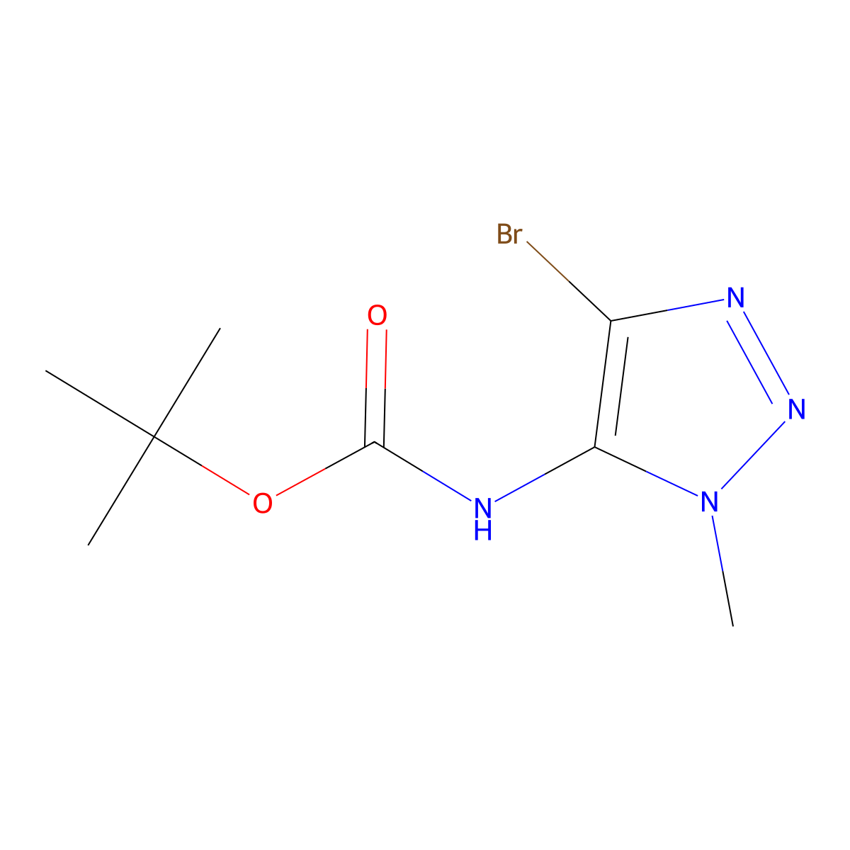 tert-butyl N-(4-bromo-1-methyl-1H-1,2,3-triazol-5-yl)carbamate molecular structure, CAS 2923841-87-4