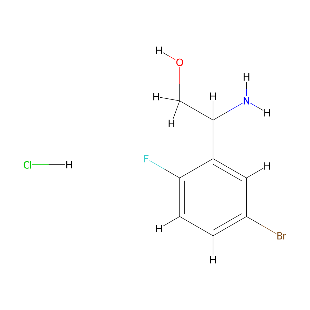 2-Amino-2-(5-bromo-2-fluorophenyl)ethan-1-ol hydrochloride molecular structure, CAS 2923841-92-1