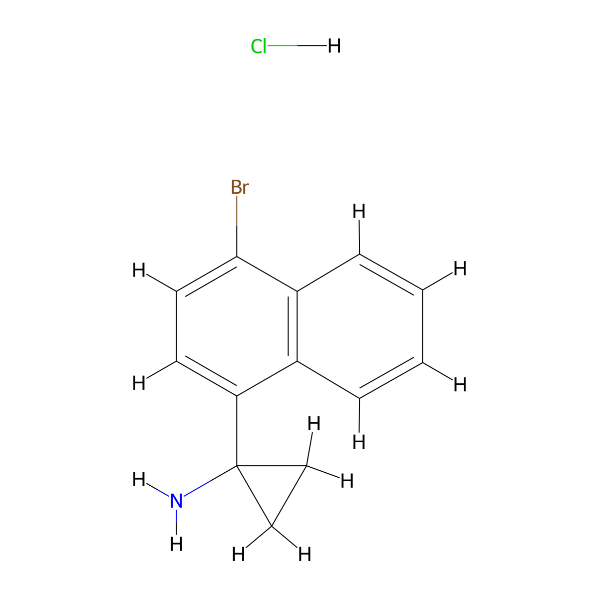 1-(4-Bromonaphthalen-1-yl)cyclopropan-1-amine hydrochloride molecular structure, CAS 2923841-94-3