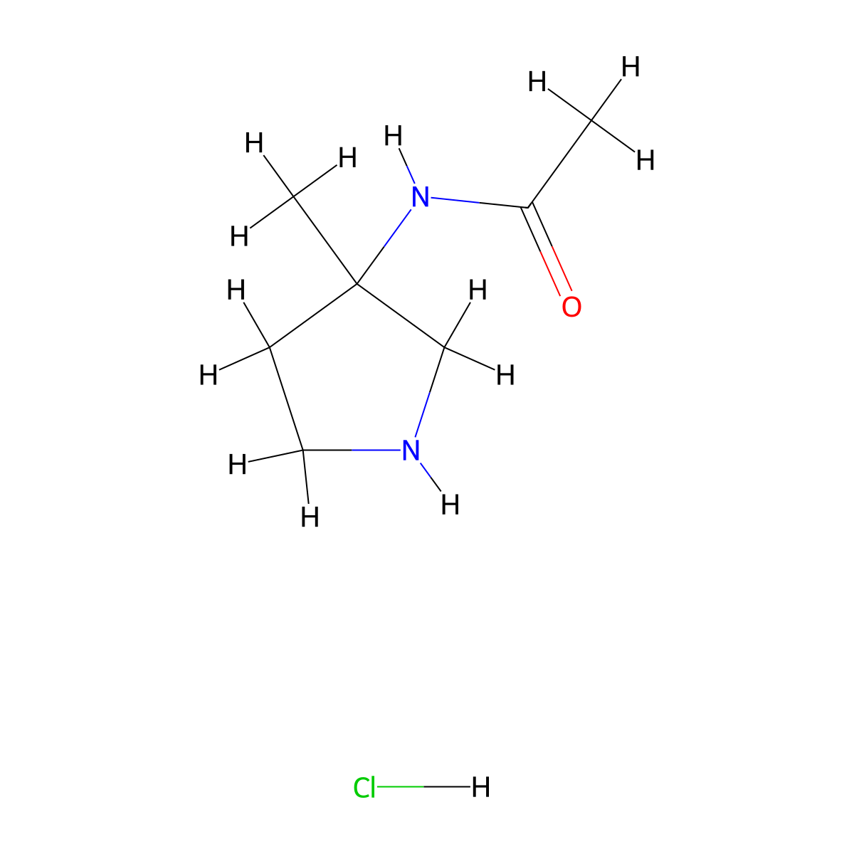 N-(3-methylpyrrolidin-3-yl)acetamide;hydrochloride molecular structure, CAS 2923842-00-4