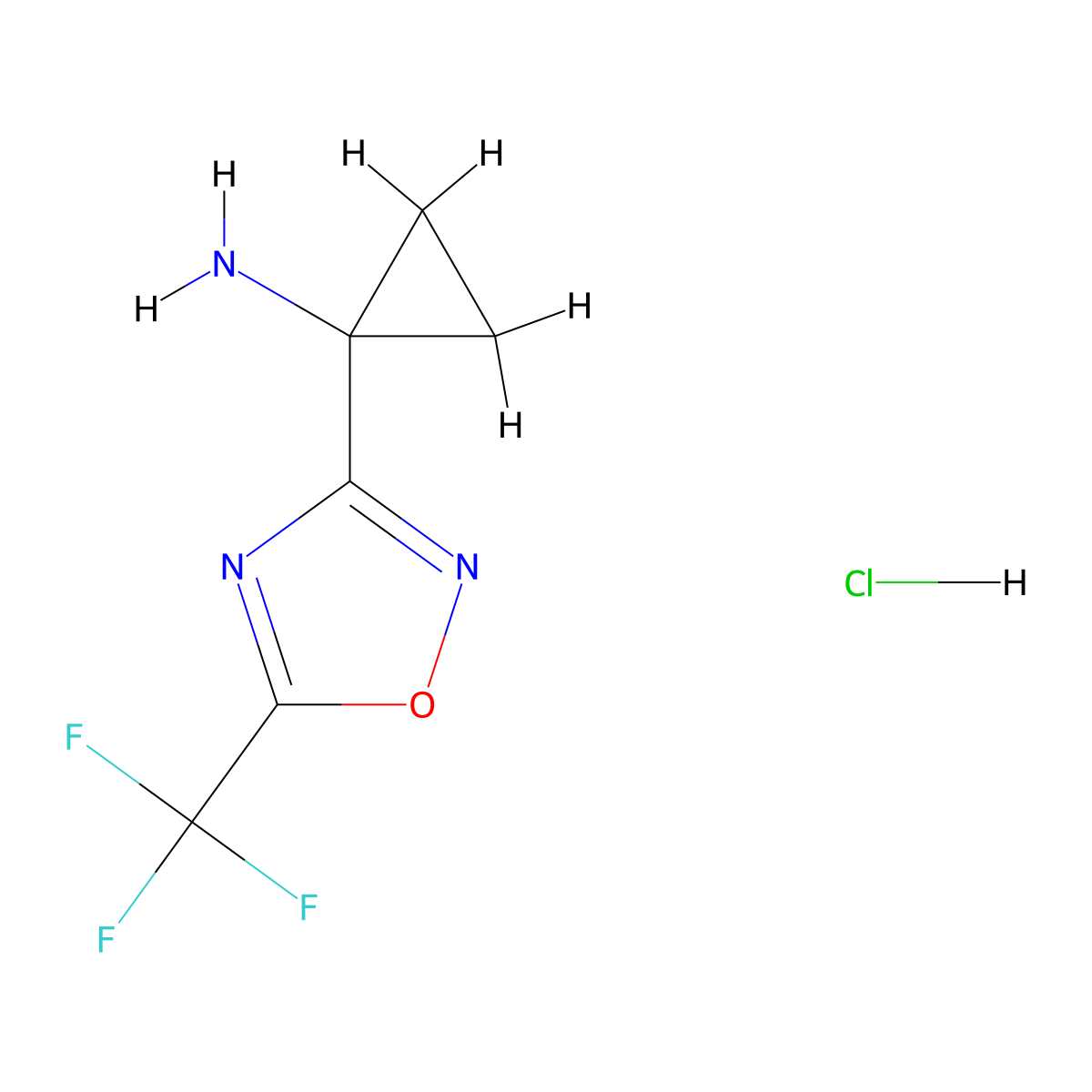 1-[5-(Trifluoromethyl)-1,2,4-oxadiazol-3-yl]cyclopropan-1-amine hydrochloride molecular structure, CAS 2923842-07-1