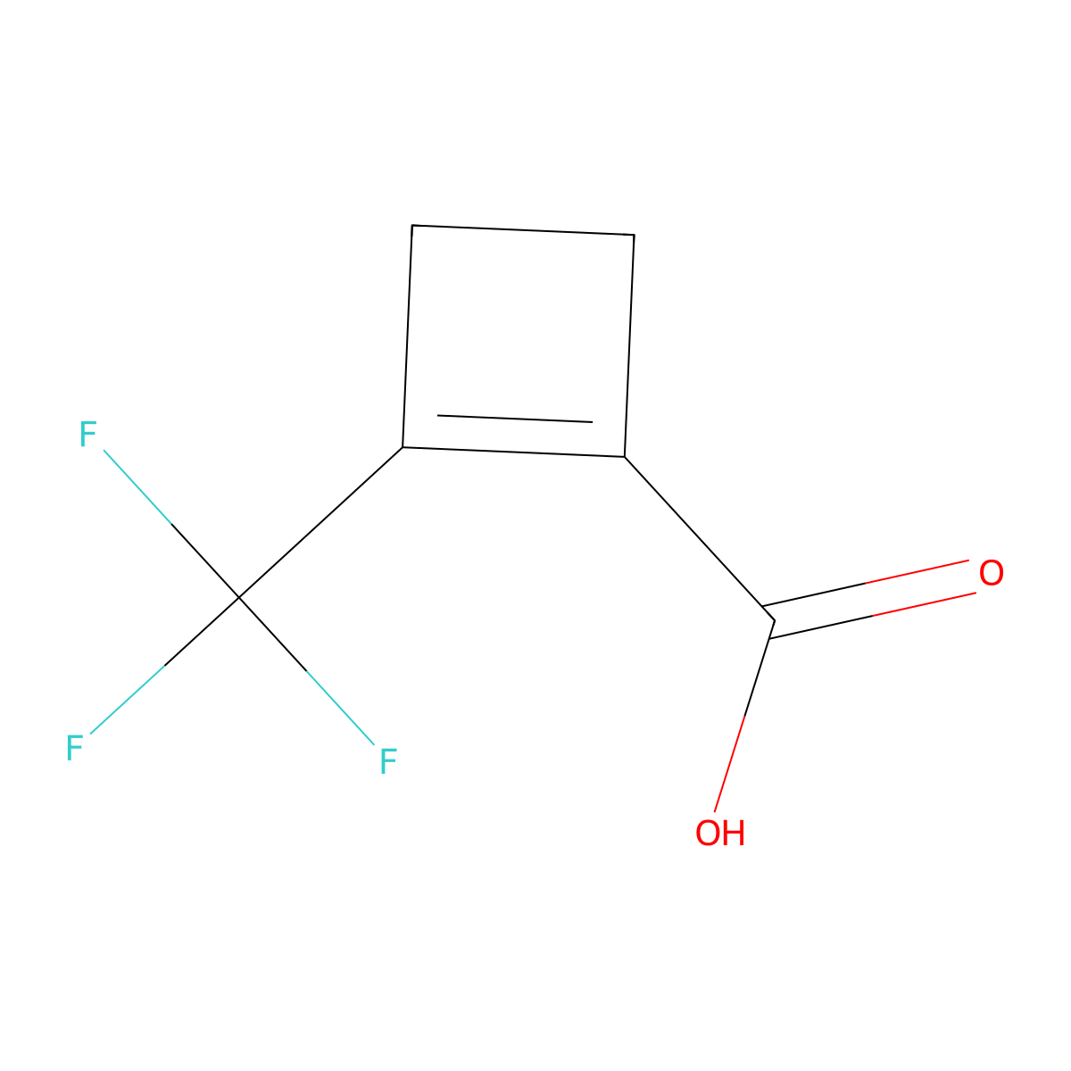 2-(Trifluoromethyl)cyclobut-1-ene-1-carboxylic acid molecular structure, CAS 2923842-10-6