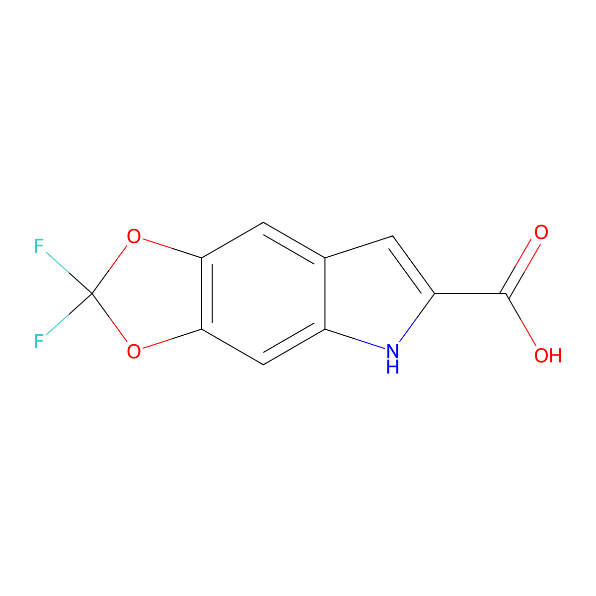 2,2-difluoro-2H,5H-[1,3]dioxolo[4,5-f]indole-6-carboxylic acid molecular structure, CAS 2923842-18-4