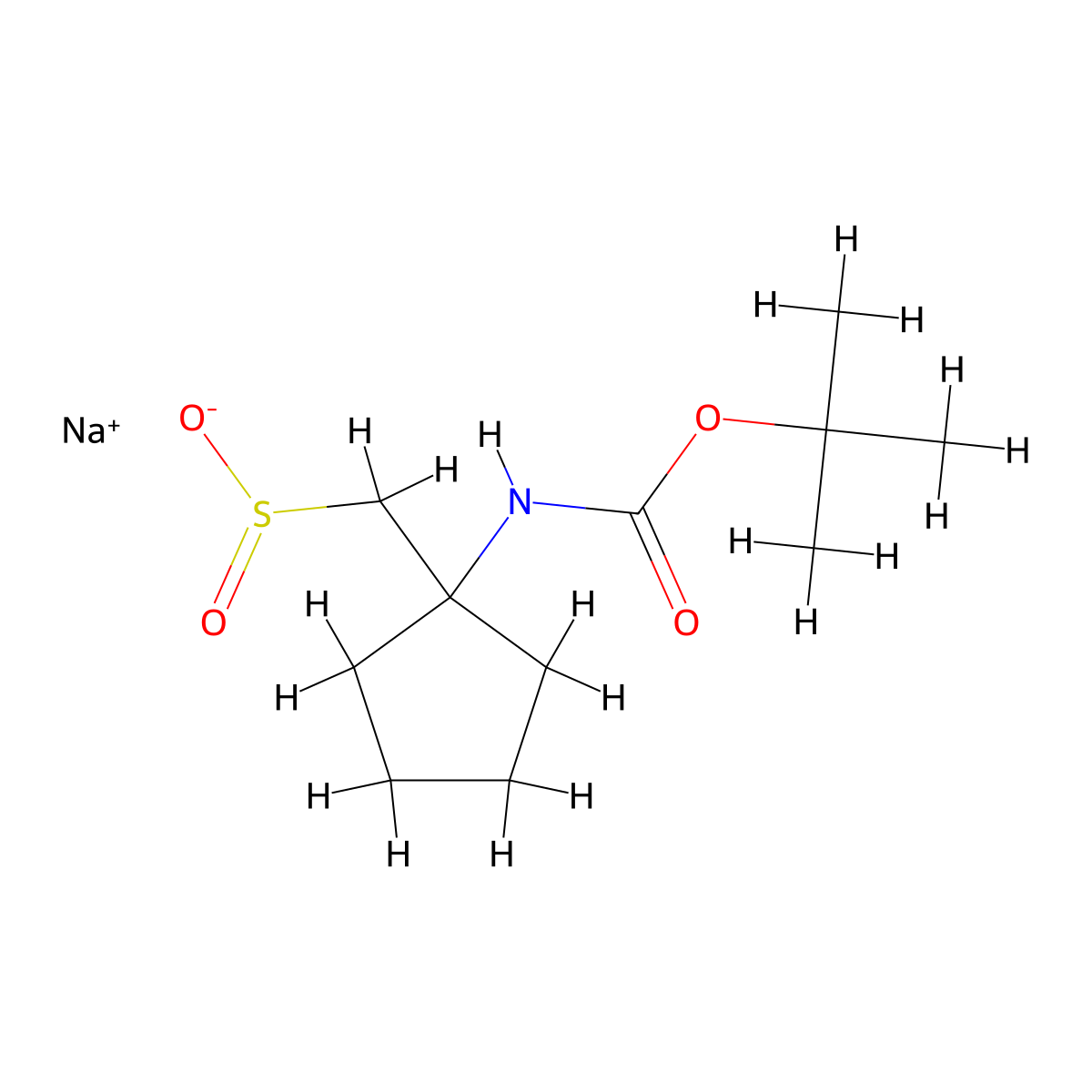 Sodium (1-{[(tert-butoxy)carbonyl]amino}cyclopentyl)methanesulfinate molecular structure, CAS 2923842-23-1