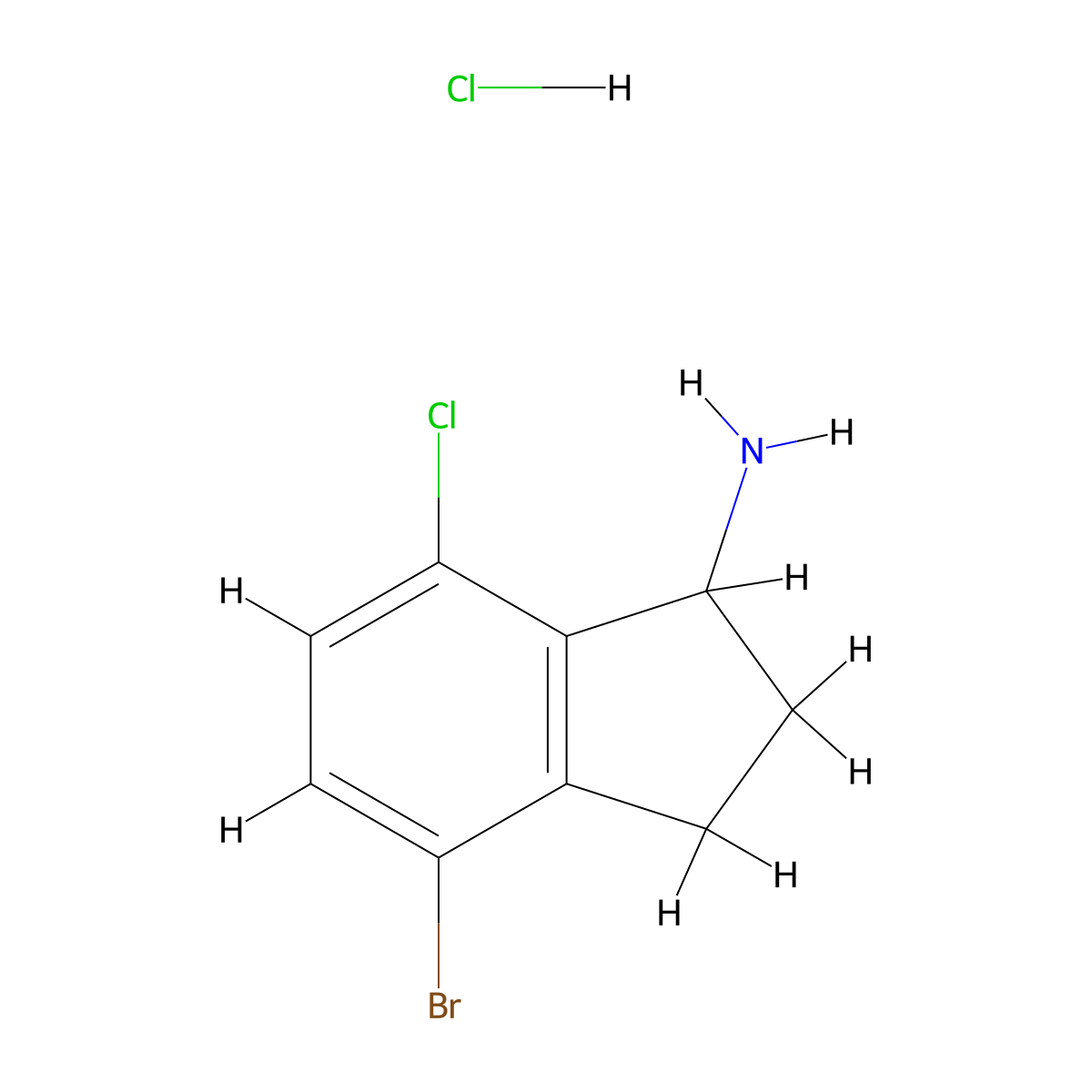 4-bromo-7-chloro-2,3-dihydro-1H-inden-1-amine hydrochloride molecular structure, CAS 2923842-27-5