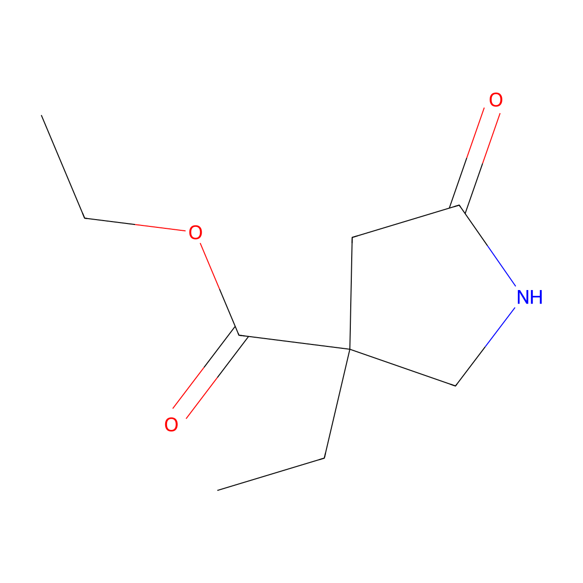 Ethyl 3-ethyl-5-oxopyrrolidine-3-carboxylate molecular structure, CAS 2923842-31-1