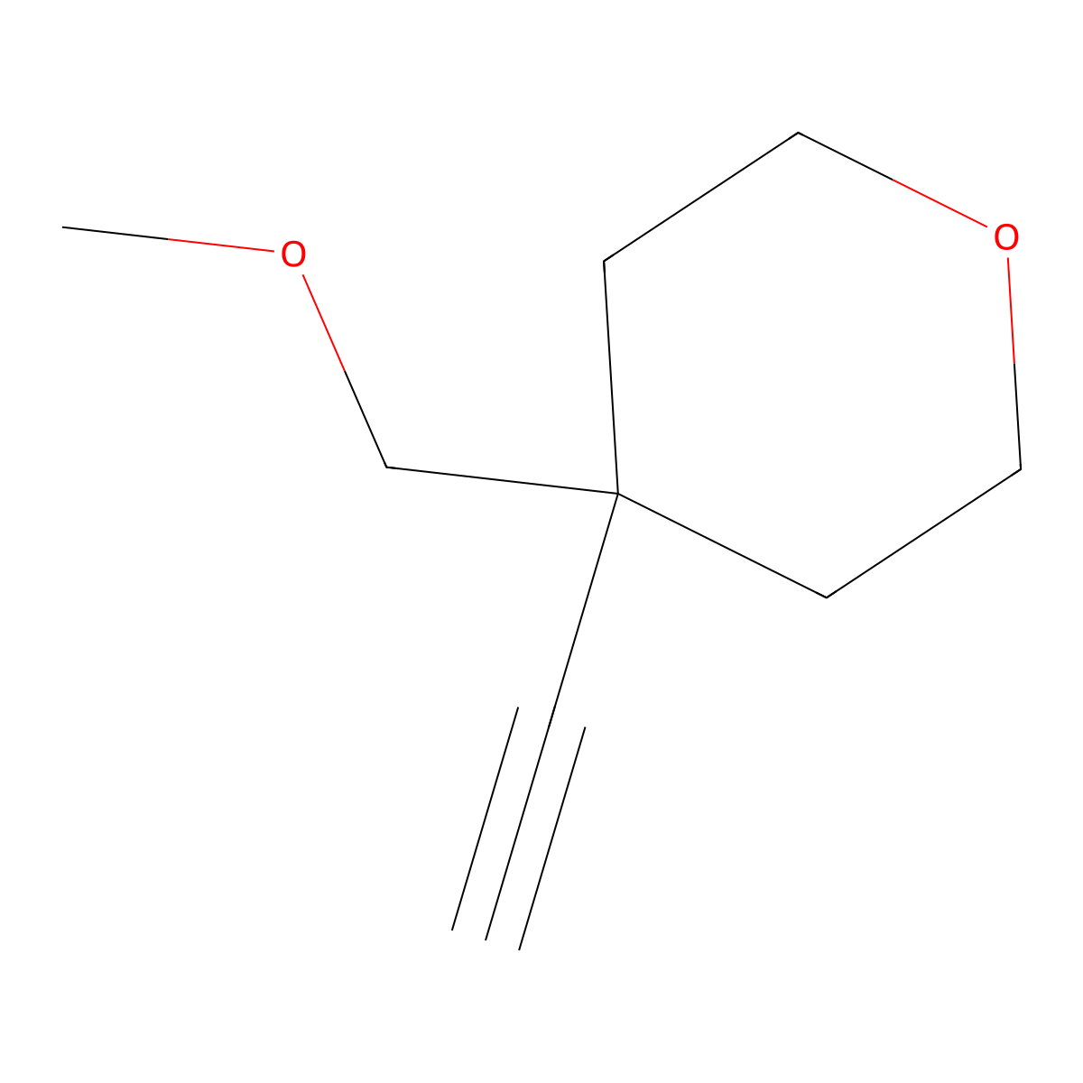4-Ethynyl-4-(methoxymethyl)oxane molecular structure, CAS 2923842-38-8