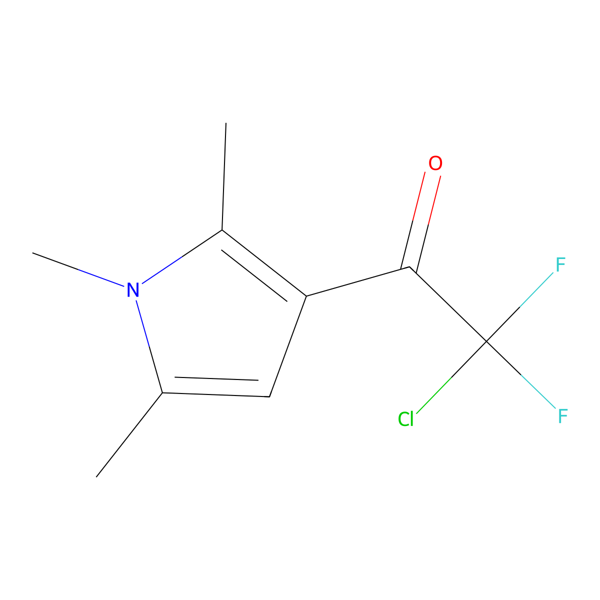 2-chloro-2,2-difluoro-1-(1,2,5-trimethyl-1H-pyrrol-3-yl)ethan-1-one molecular structure, CAS 2923842-44-6