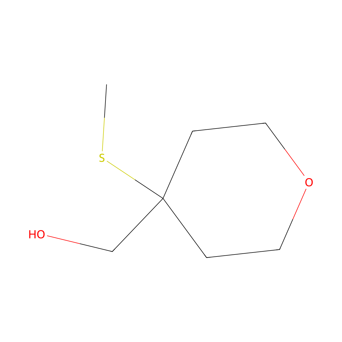[4-(Methylsulfanyl)oxan-4-yl]methanol molecular structure, CAS 2923842-48-0