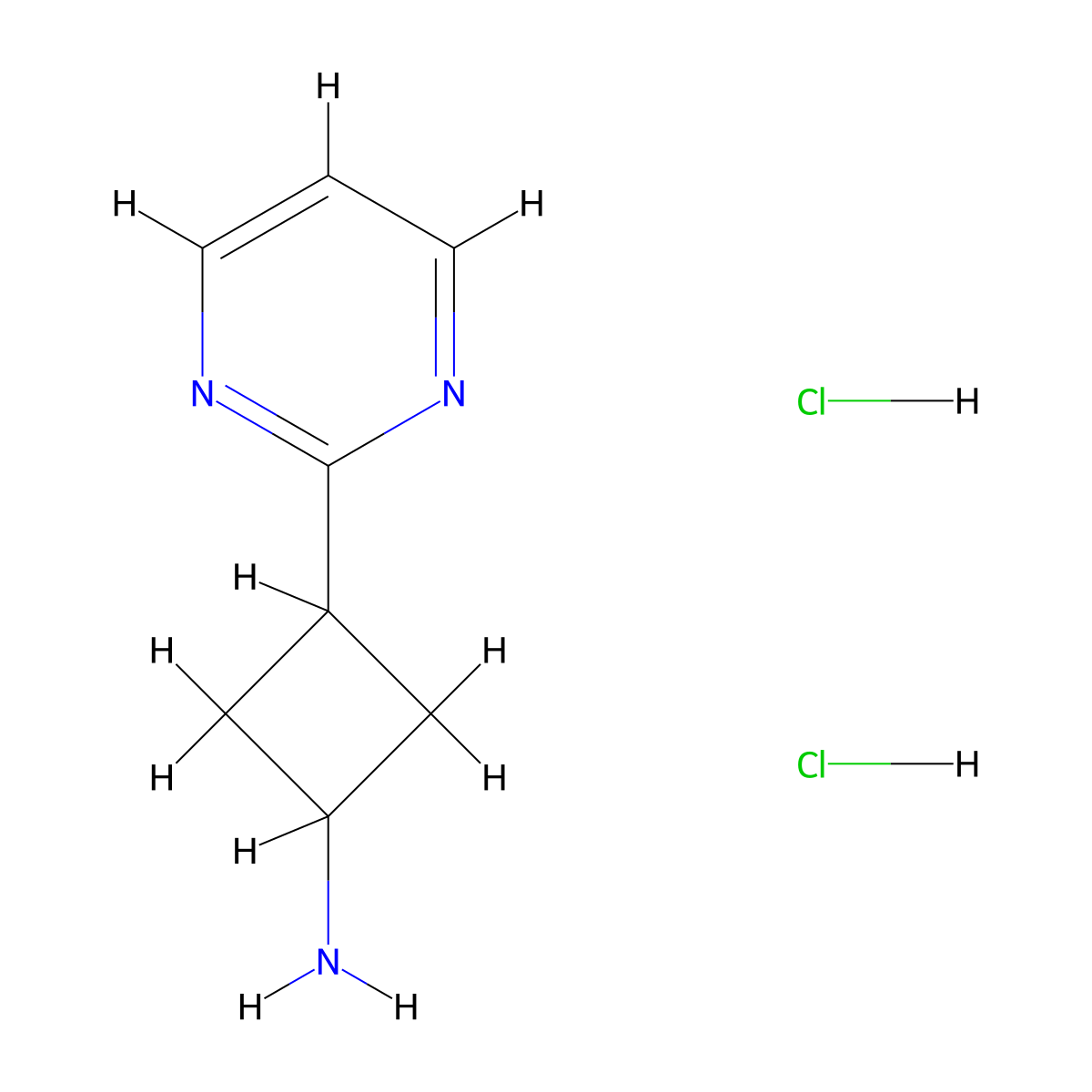 3-(Pyrimidin-2-yl)cyclobutan-1-amine dihydrochloride molecular structure, CAS 2923842-49-1